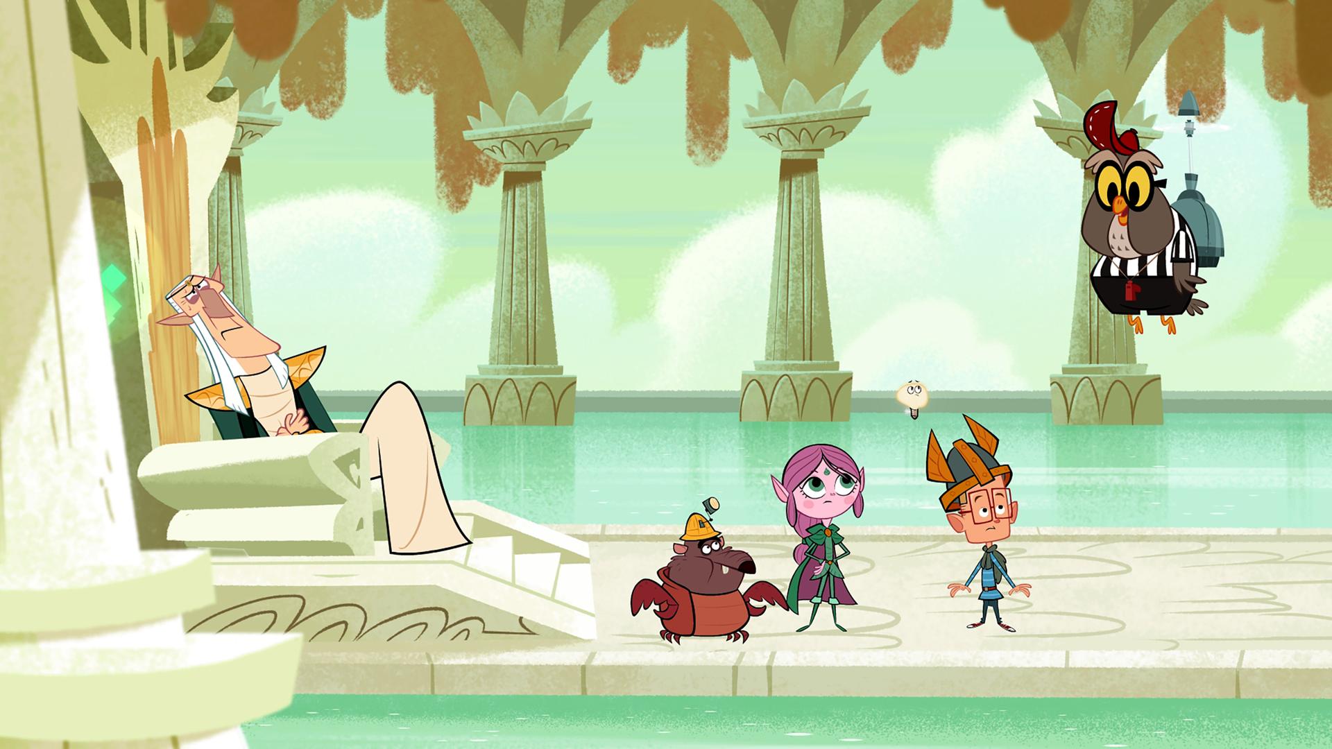 Der König der Elfen sitzt auf seinem Thron und hält sich den Bauch. Er hat große Schmerzen, da er sich vergiftet hat. Ratrick, Ephi und Marcus stehen im Palast und hören gespannt zu, welche Zutaten sie für einen Heiltrank finden müssen.