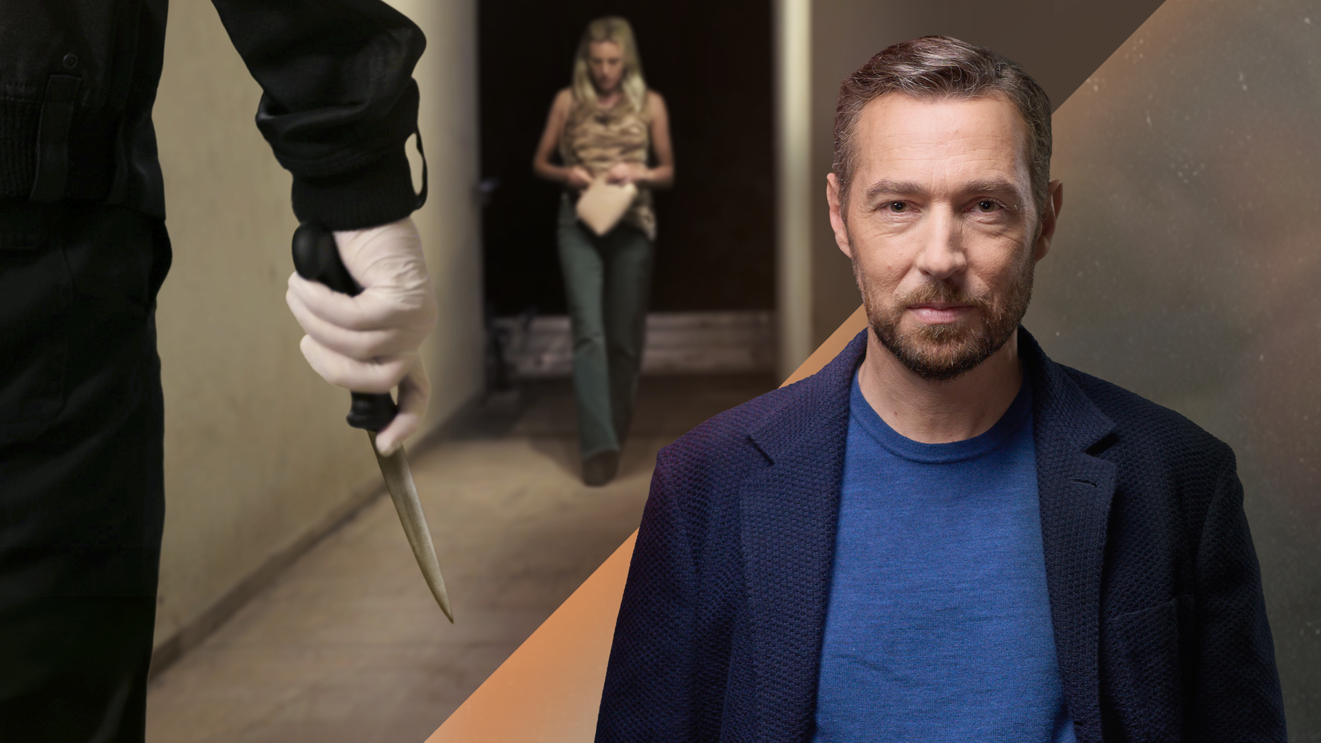 "XY gelöst mit Sven Voss - Staffel 6: Der Frauenjäger": Montage Sven Voss im Vordergrund mit einer Szene aus dem Fall im Hintergrund. 