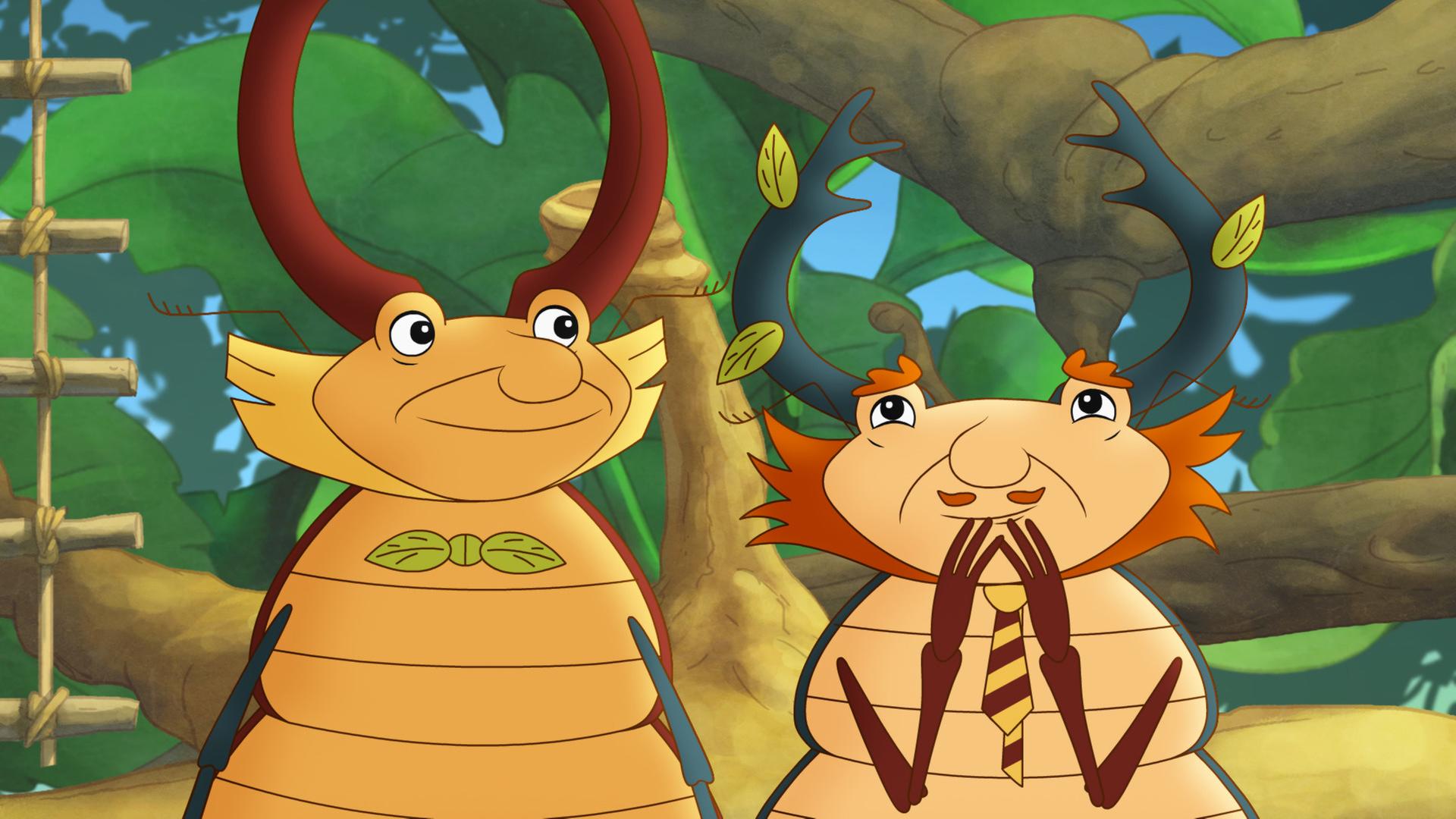 Lucius (links) und sein Cousin Lars (rechts) sind zwar Hirschkäfer, könnten aber unterschiedlicher nicht sein.