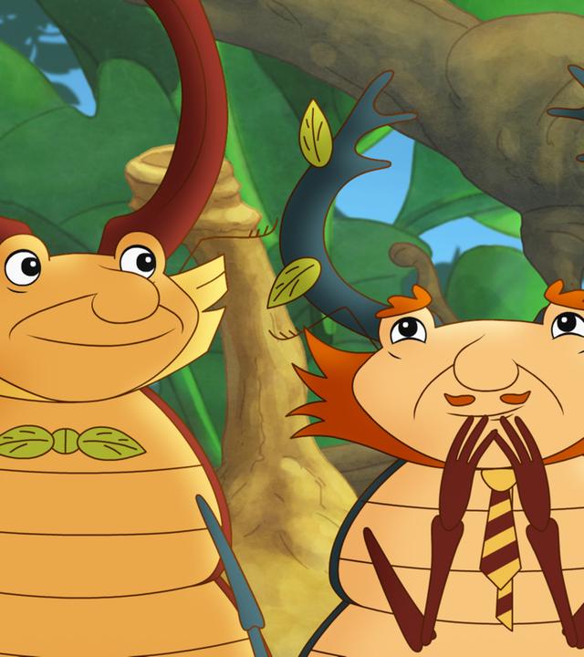 Lucius (links) und sein Cousin Lars (rechts) sind zwar Hirschkäfer, könnten aber unterschiedlicher nicht sein.