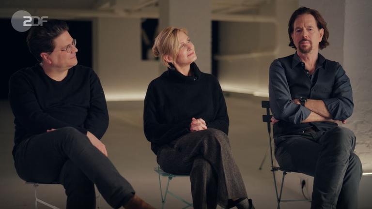 Foto aus dem Interview mit Produzent Benjamin Benedict, Stefan Kolditz und Katja Wenzel