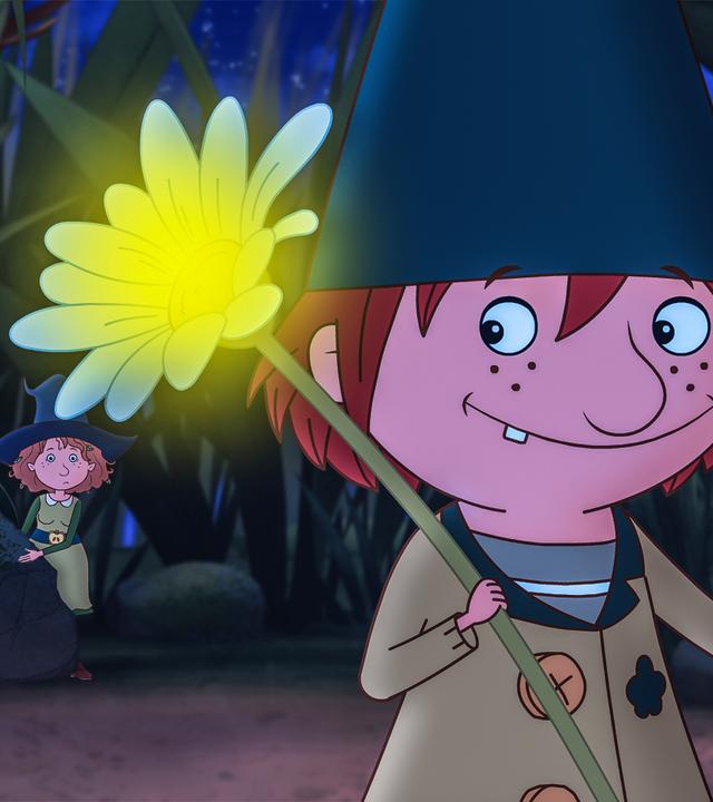 Kann der Wichtel Nisse (rechts) Petronella (links) helfen, im Garten Wasser zu finden?