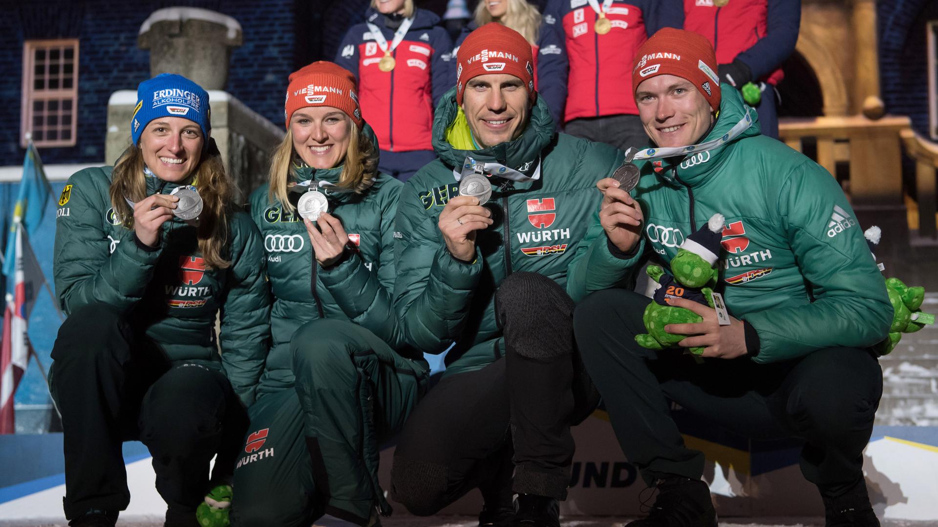 Die deutsche Biathlon-Mixed-Staffel.