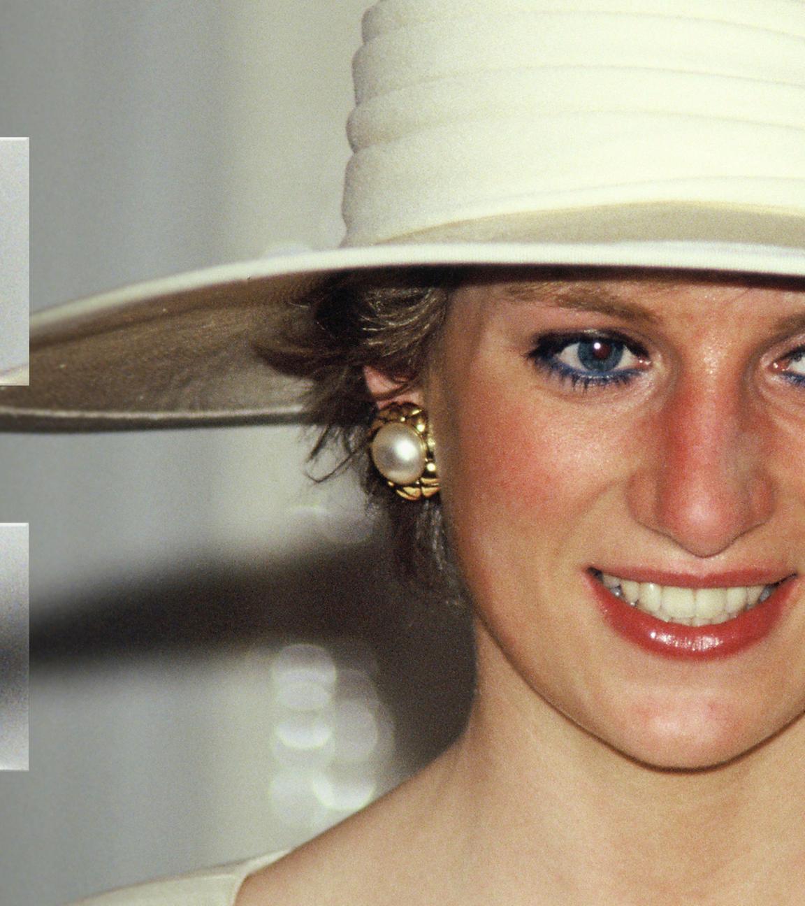 "ZDFzeit: Dianas letzte Nacht: Liebe, Leben, Legende": Montage: Links steht das legendäre "Versace-Dress" bei einer Ausstellung im Kensington Palace. Rechts ein Porträt von Diana in diesem Kleid und auf einer Couch liegend.