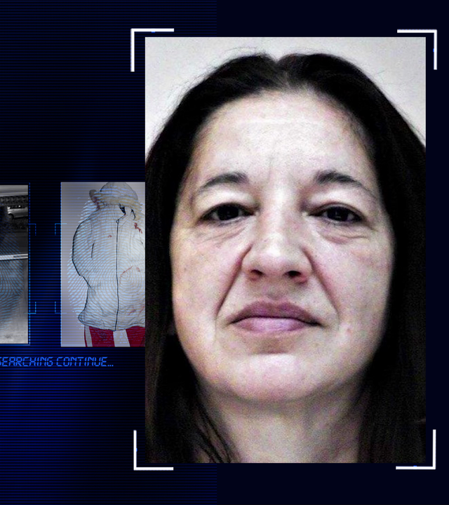 Portraitfoto von Diana Bodi. Frau, ca. 40 Jahre mit mittellangem dunklen Haar schaut in die Kamera. Links daneben: Lichtschematische Darstellung eines Fingerabdrucks