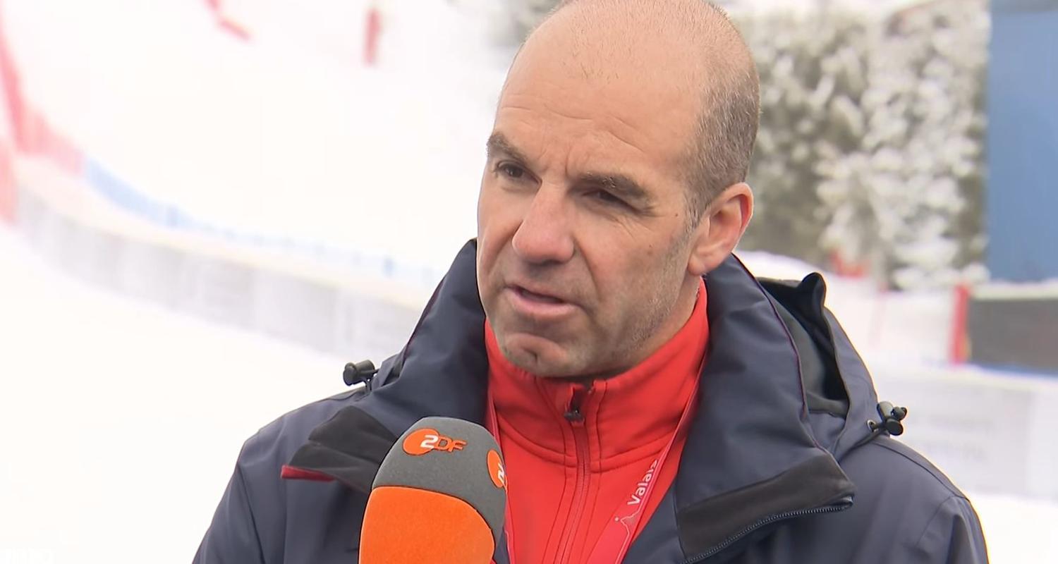 OK-Chef Didier Defago im ZDF-Interview in Crans Montana