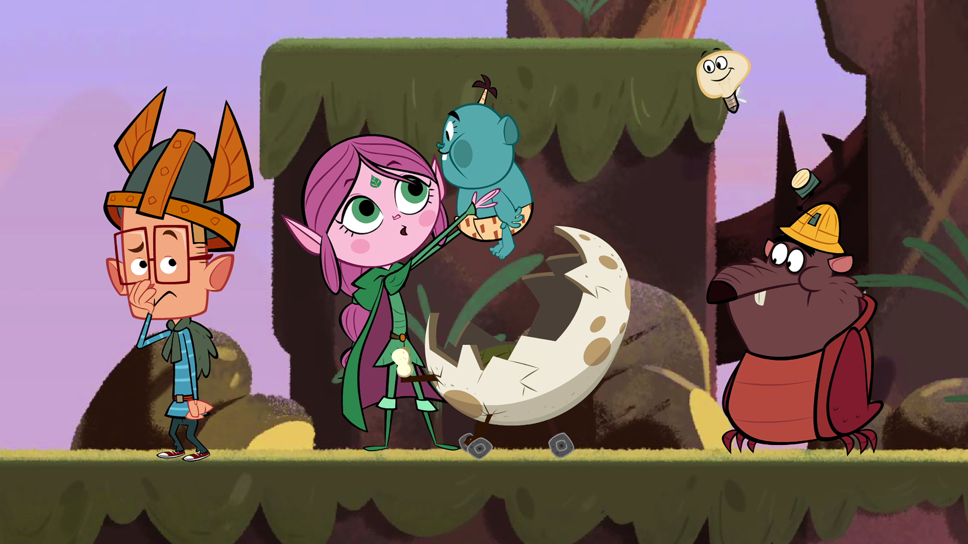 Marcus wendet sich von Ephi und dem Baby Kroki ab und hält sich seine schmerzende Nase. Das Baby hatte ihn zuvor in die Nase gezwickt. Ephi hebt den Kleinen aus seinem Kinderwagen und hält ihn mit beiden Armen hoch. Ratrick schaut den anderen neugierig zu.