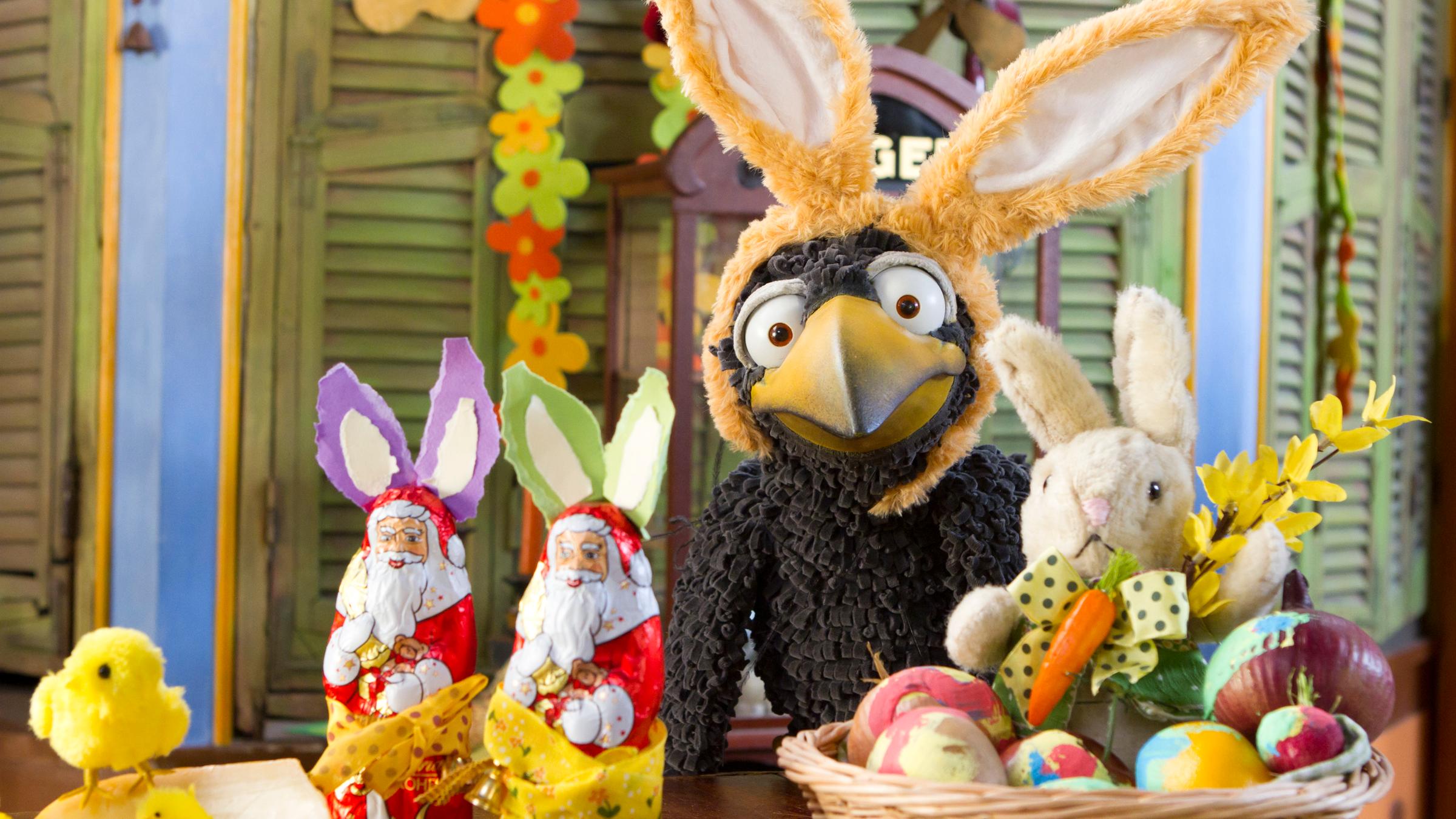 Rudi als Osterhase verkleidet