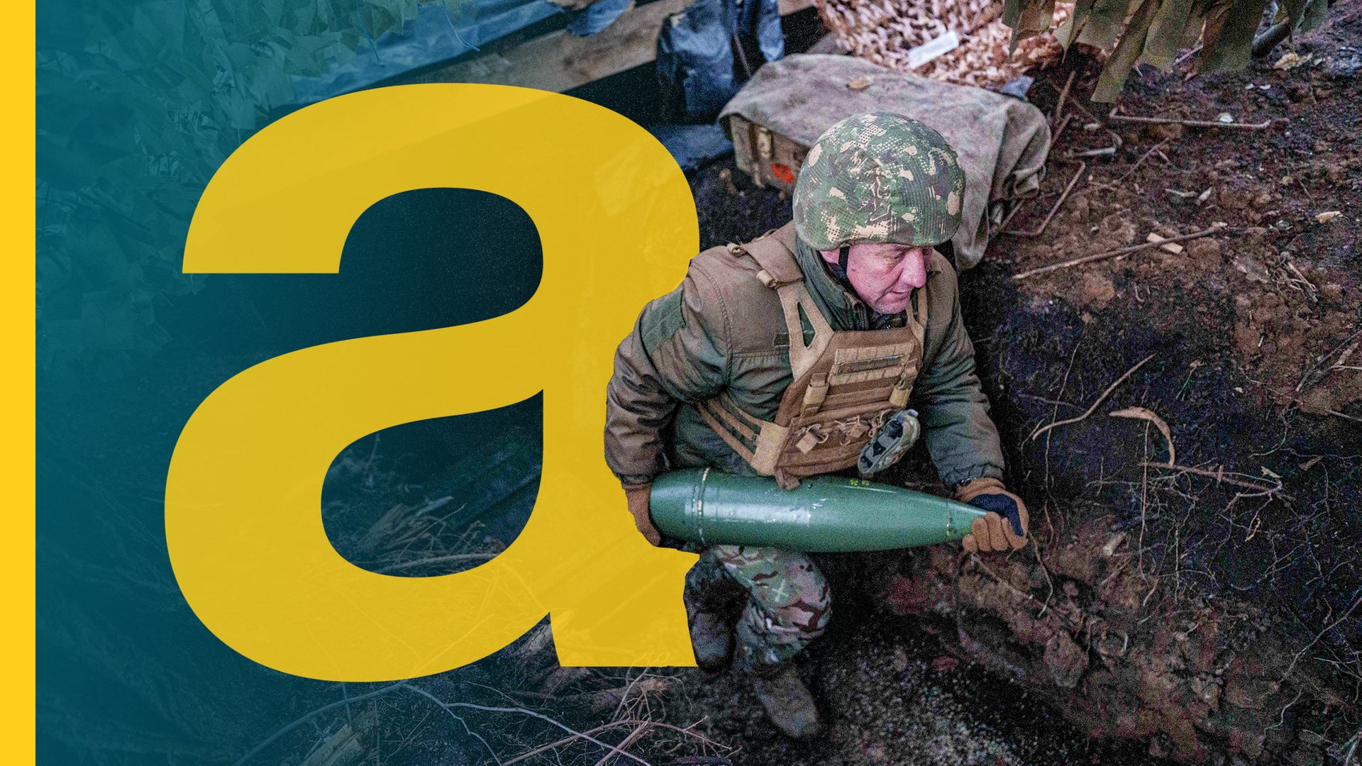 Ein Soldat steht in einem Schützengraben