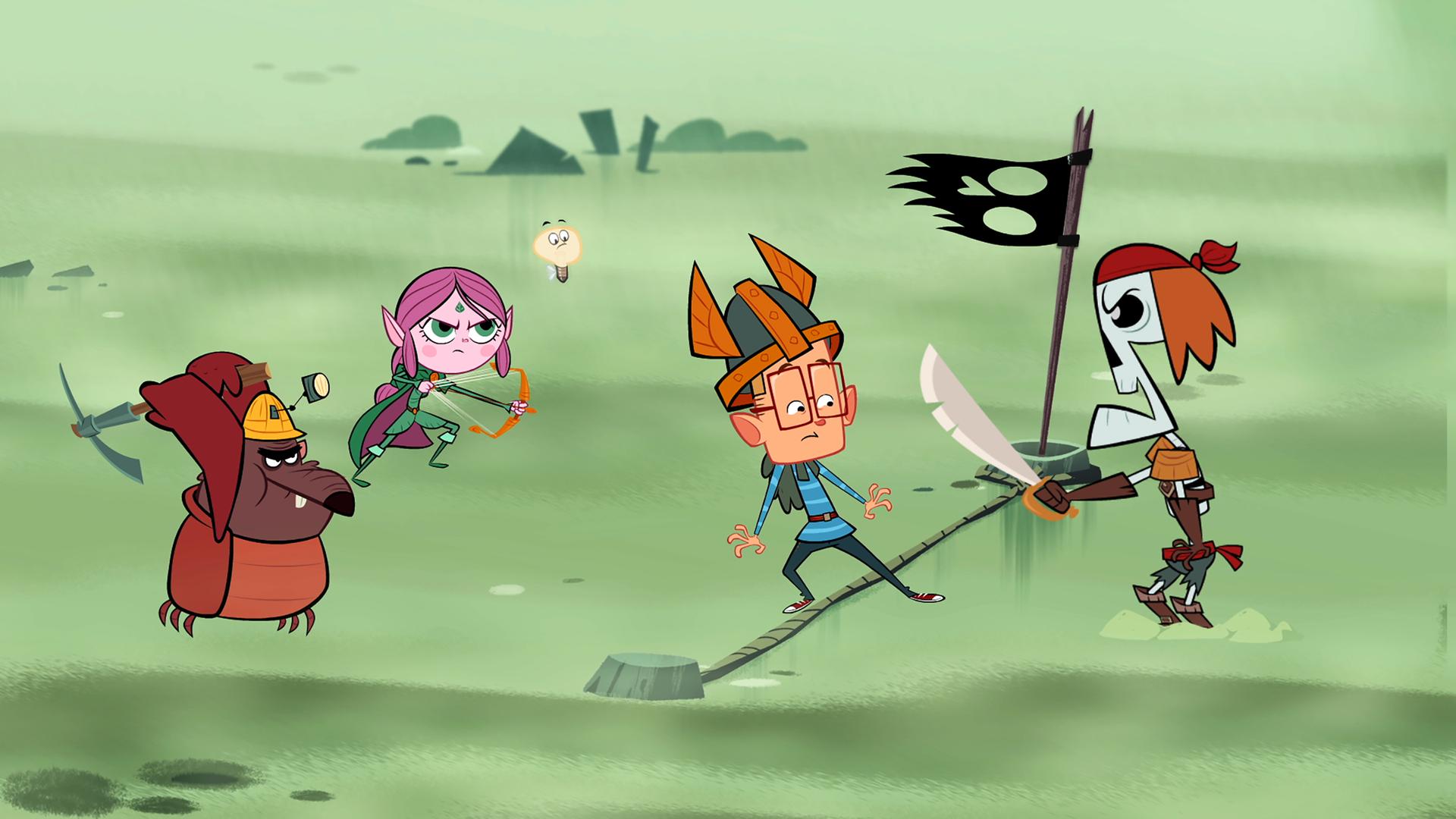 Auf der Insel der grässlichen Ghule stehen Ratrick und Ephi mit erhobenen Waffen hinter Marcus. Dieser versucht, die Linie ins Reich der Ghule zu überqueren, als plötzlich ein Ghul auftaucht. Letzterer ist mit einem Säbel bewaffnet und geht auf Marcus zu.