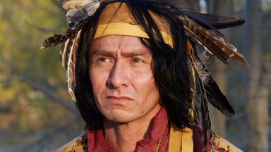 "Die Kanada-Saga - Krieg gegen die USA": Spielszene: Tecumseh (Darsteller unbekannt), Häuptling der Shawnee, in Nahaufnahme.