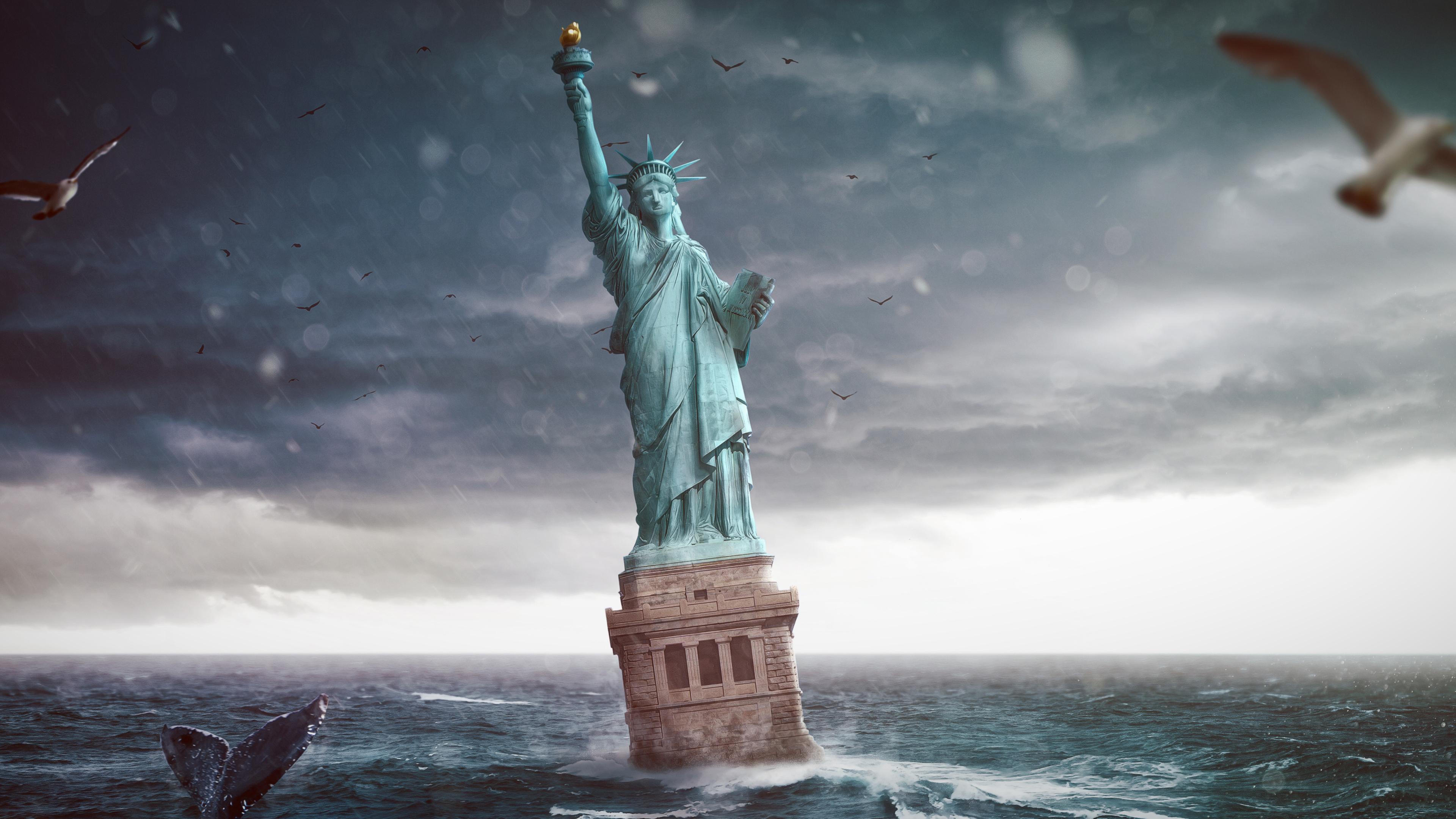 Посейдон конец света. Статуя свободы Нью-Йорк. Тонущая статуя свободы. Статуя свободы ЦУНАМИ. Статуя свободы под водой.