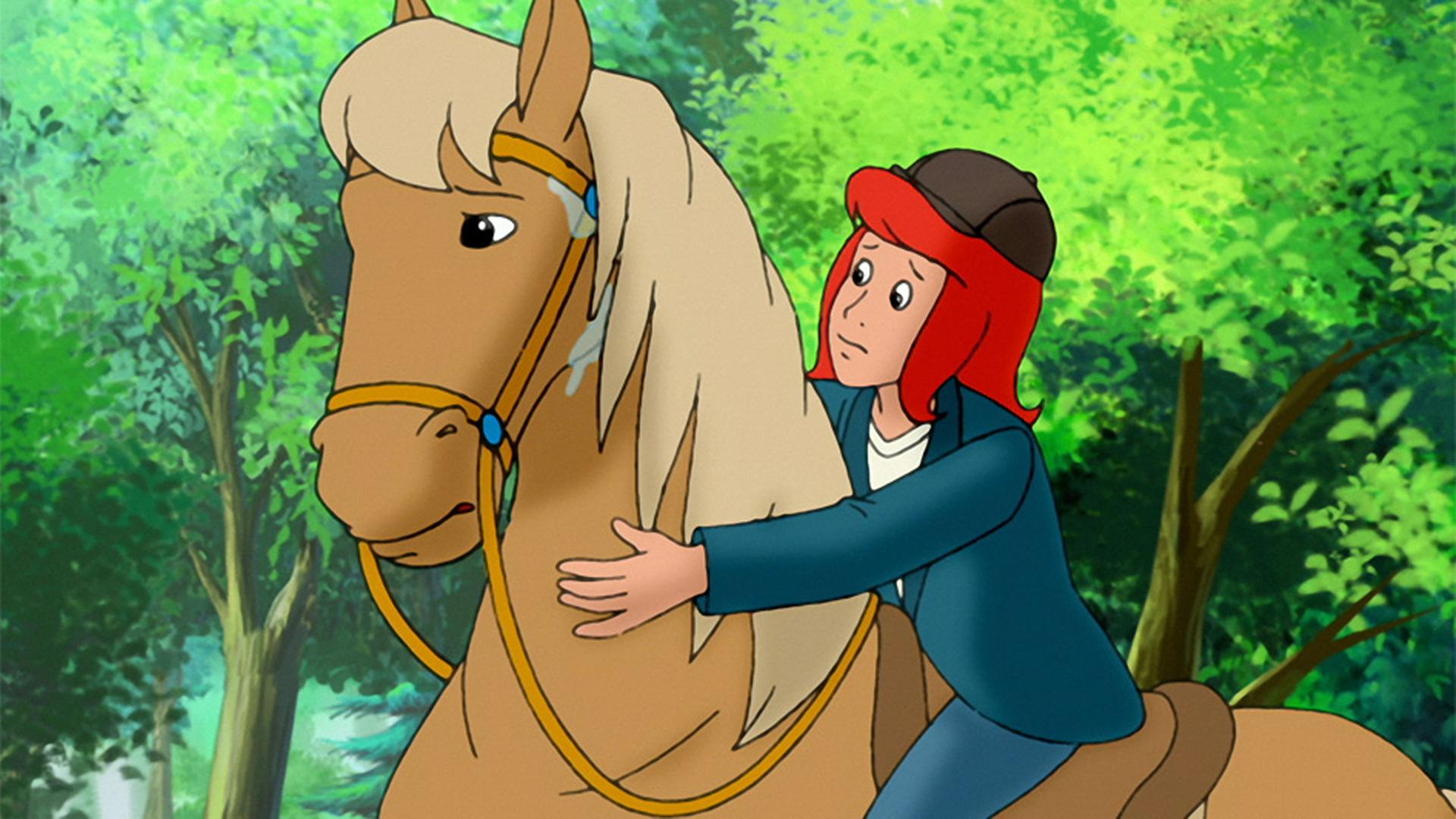 Tina ist besorgt um ihr Pferd, welches sehr leidend dreinblickt.