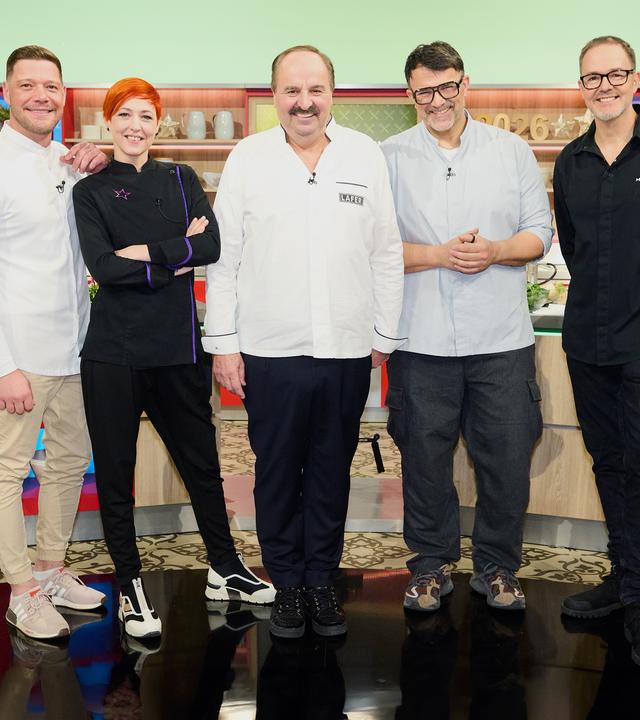 Robin Pietsch, Meta Hiltebrand, Johann Lafer, Tarik Rose und Marco Müller