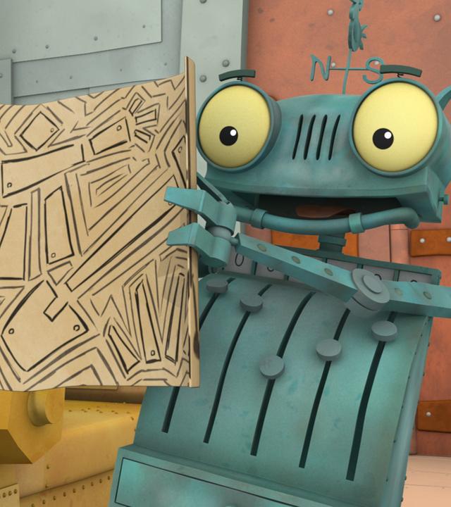 Ritter Rost hält mit begeistertem Blick eine Schatzkarte vor sich hoch.