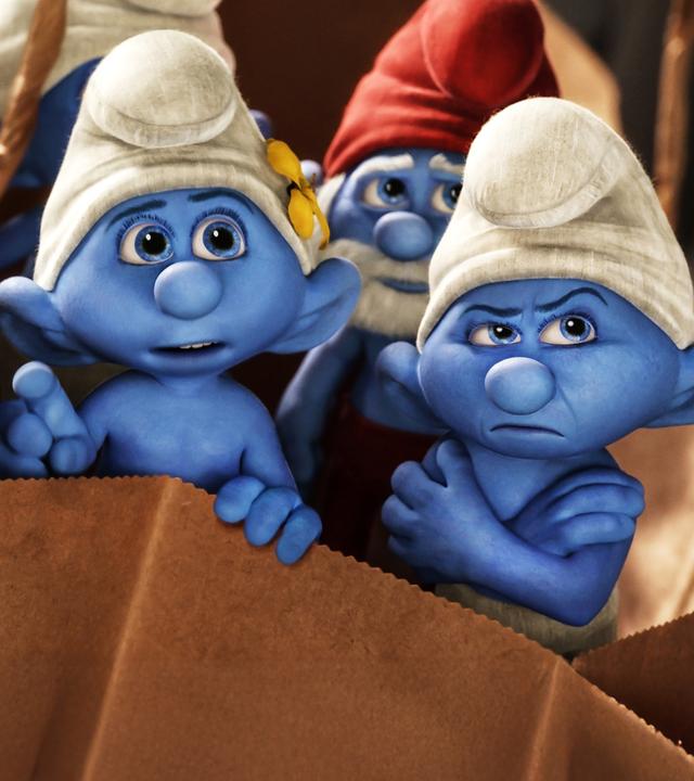 Plakatmotiv zum Film mit drei Schlümpfen.