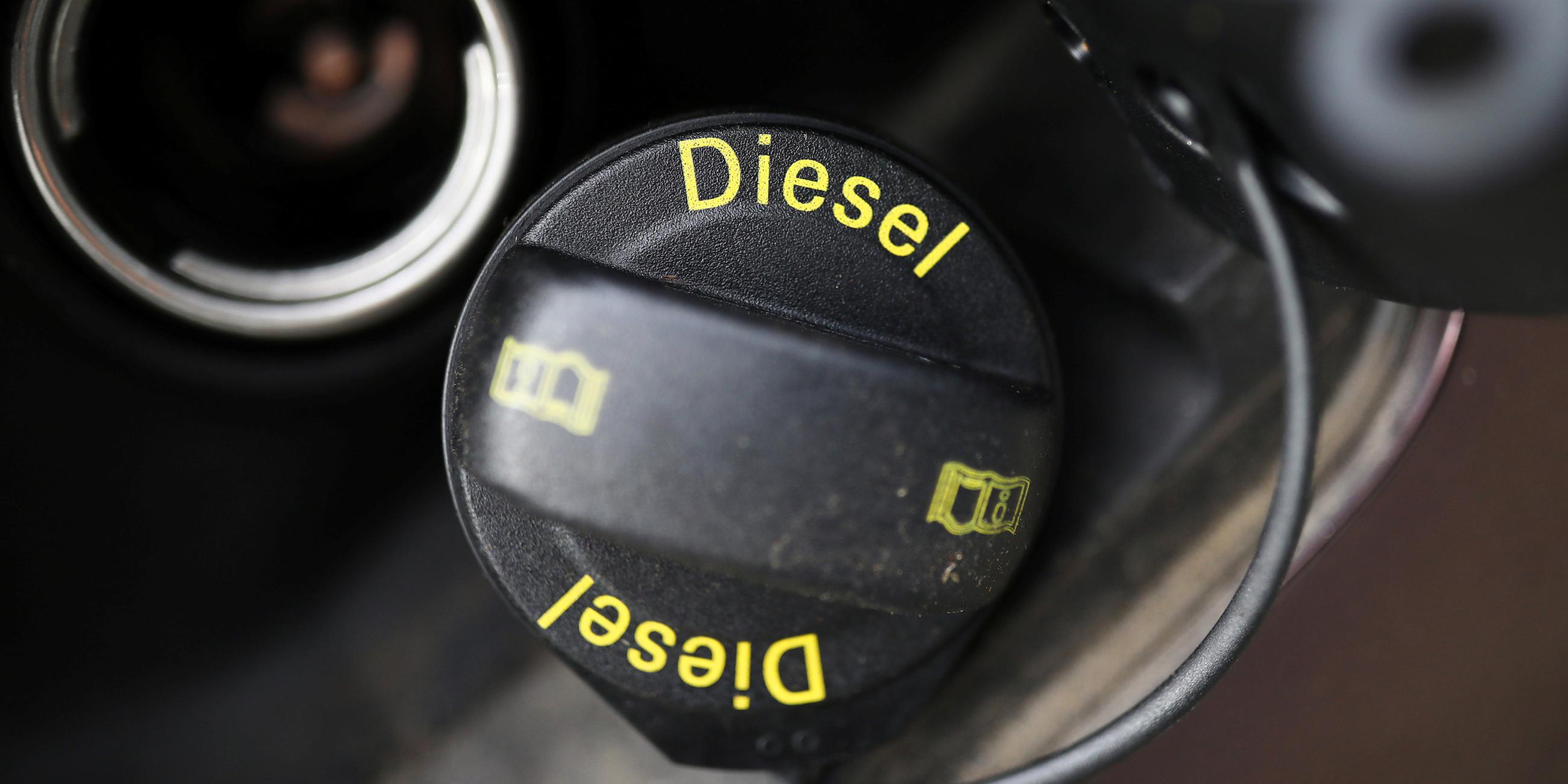 Tankdeckel eines Dieselautos 