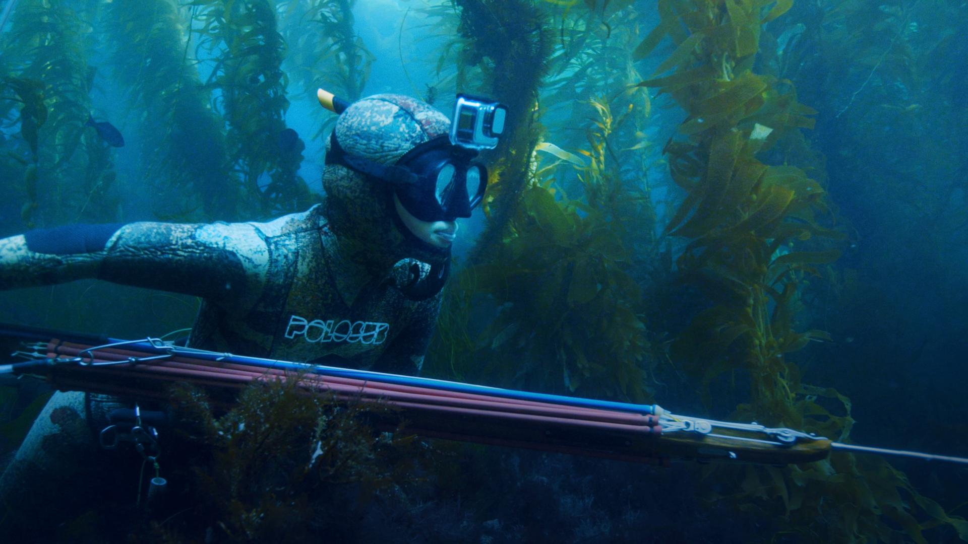 In der Tiefe des Meeres wie ein Fisch: Die Speerfischerin Mitsuki auf der Jagd nach Beute.