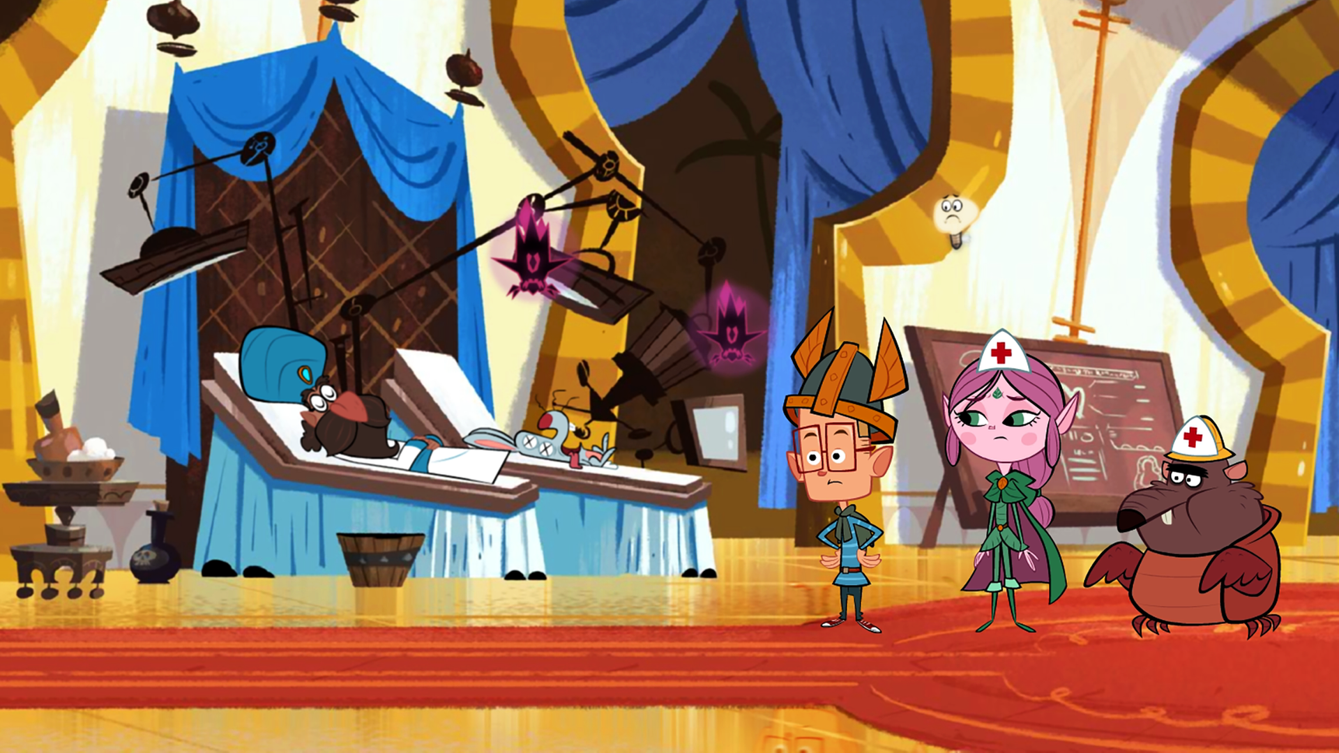 Der Erzmagier und sein Hoppelhase haben sich mit einer Krankheit infiziert und liegen nun krank nebeneinander auf zwei Betten im Palast. Doktor Marcus, Schwester Ephi und Pfleger Ratrick müssen den beiden helfen, um Vipkrads fiesen Virus loszuwerden.