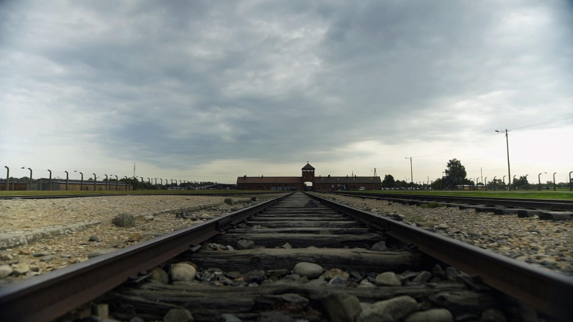 Auschwitz Birkenau  Gleise, die in den Tod führten.