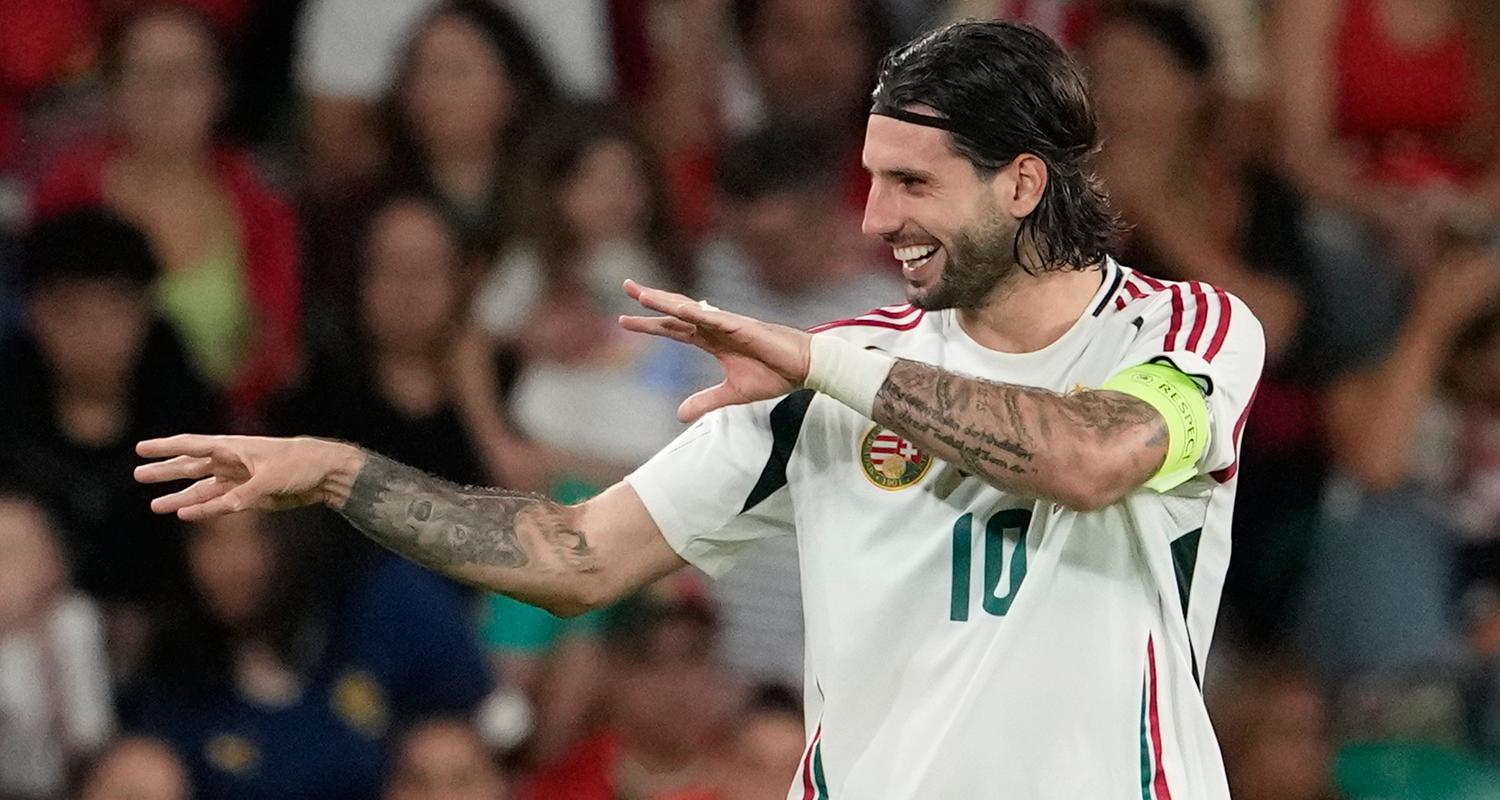 Ungarns Dominik Szoboszlai jubelt nach seinem Ausgleichstor gegen Portugal.