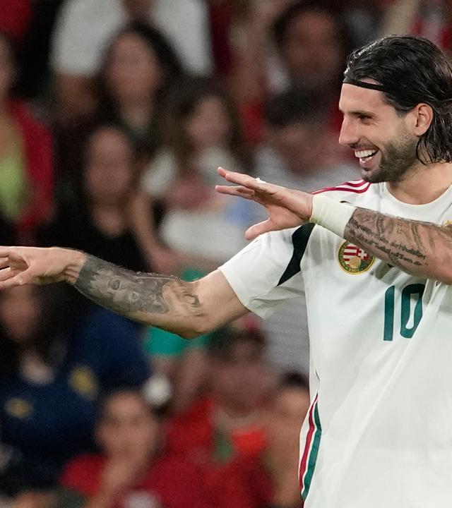 Ungarns Dominik Szoboszlai jubelt nach seinem Ausgleichstor gegen Portugal.