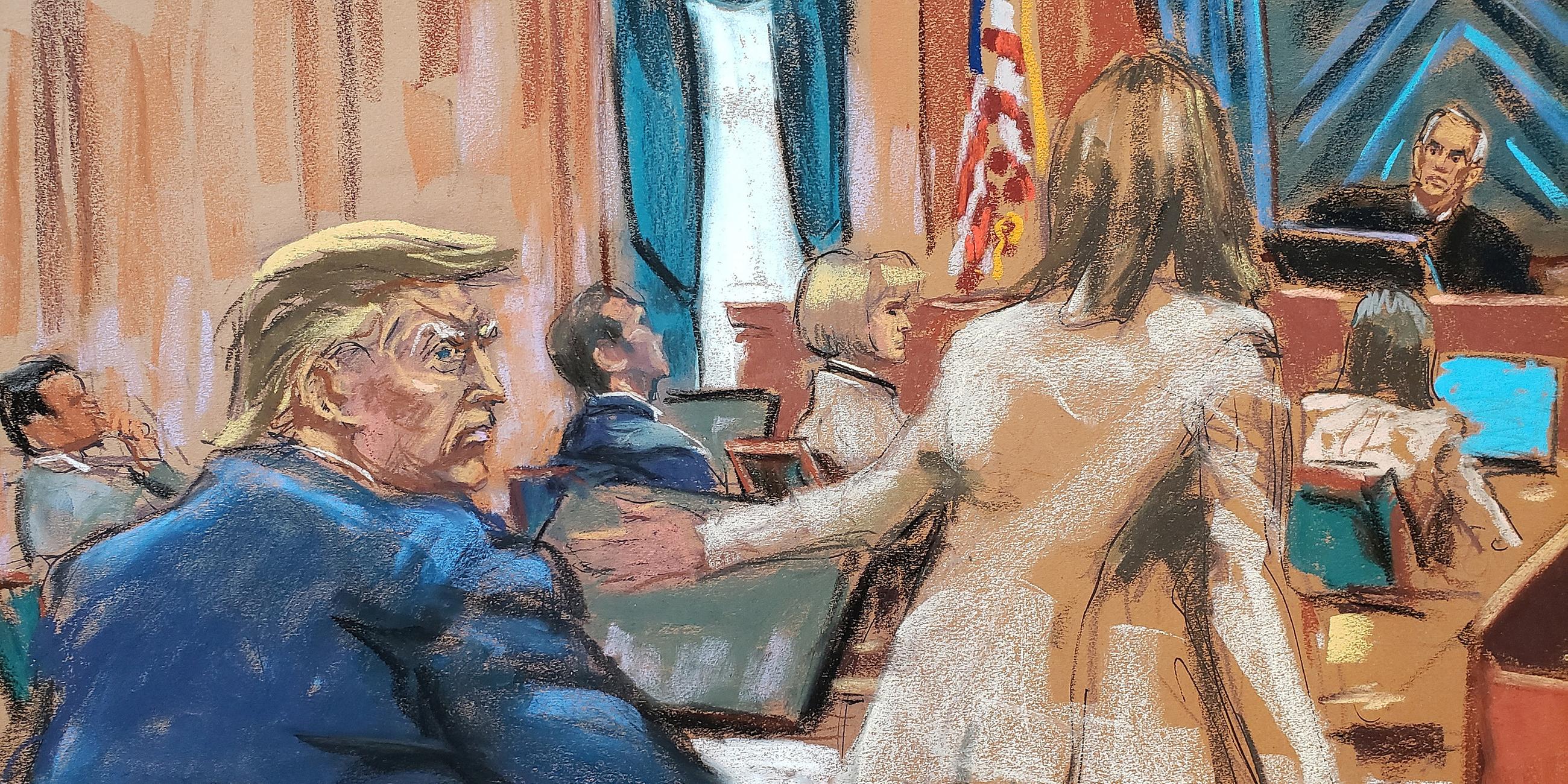 Donald Trump in New York vor Gericht (Gerichtszeichnung)