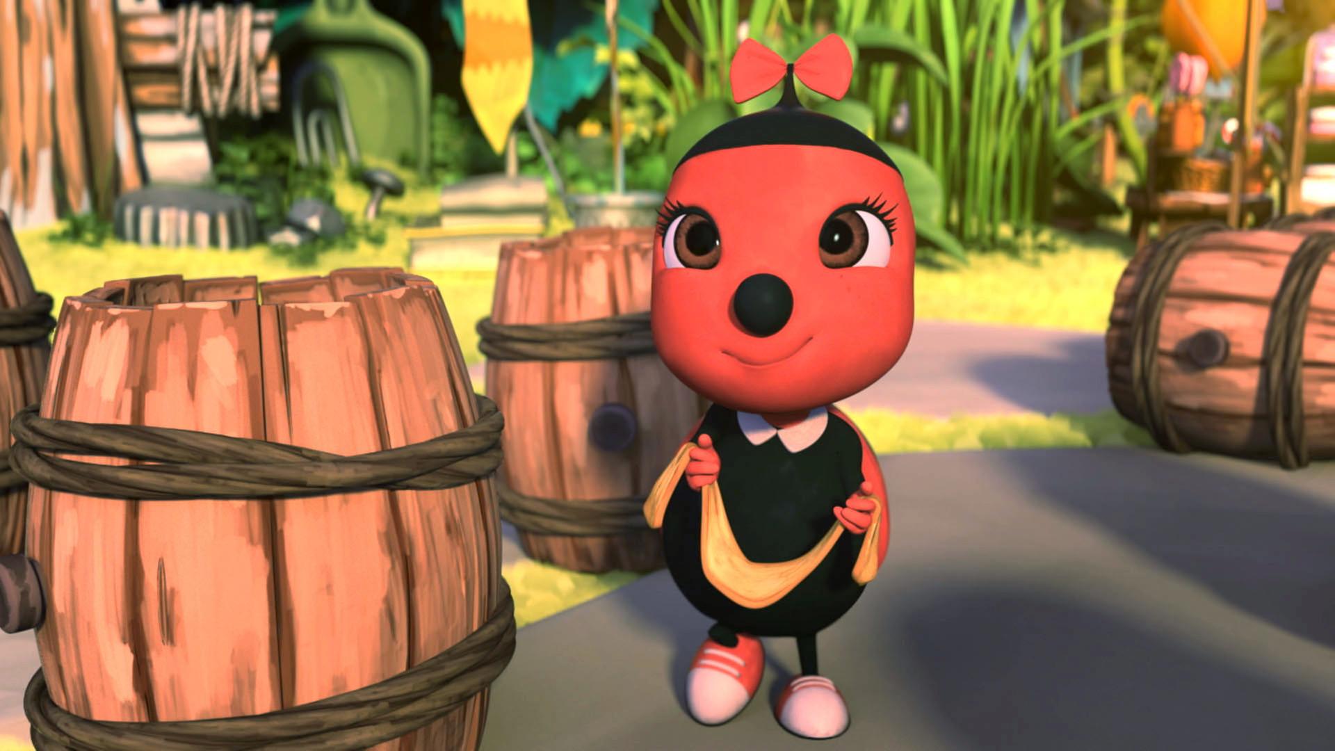 Paula Pünktchen hält eine Augenbinde in der Hand.