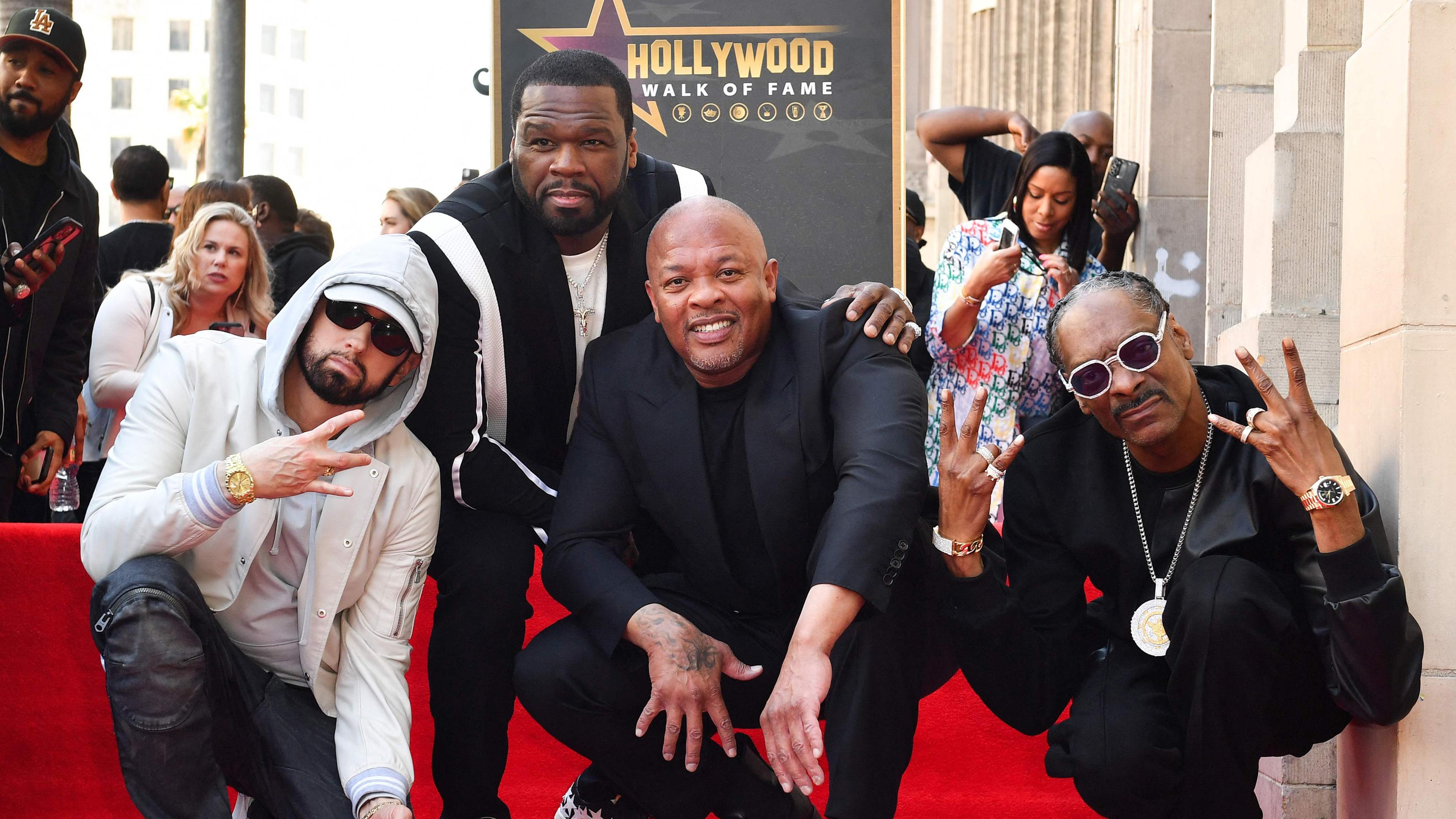 Dr. Dre auf dem "Walk of Fame" mit Eminem, 50 Cent und Snoop Dogg