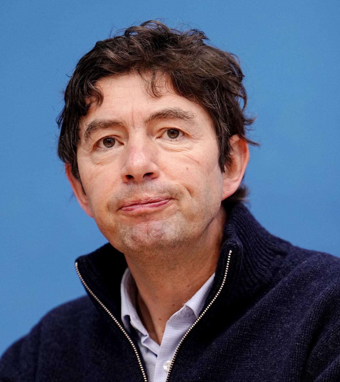 Zu sehen ist der Virologe Christian Drosten bei der Bundespressekonferenz.