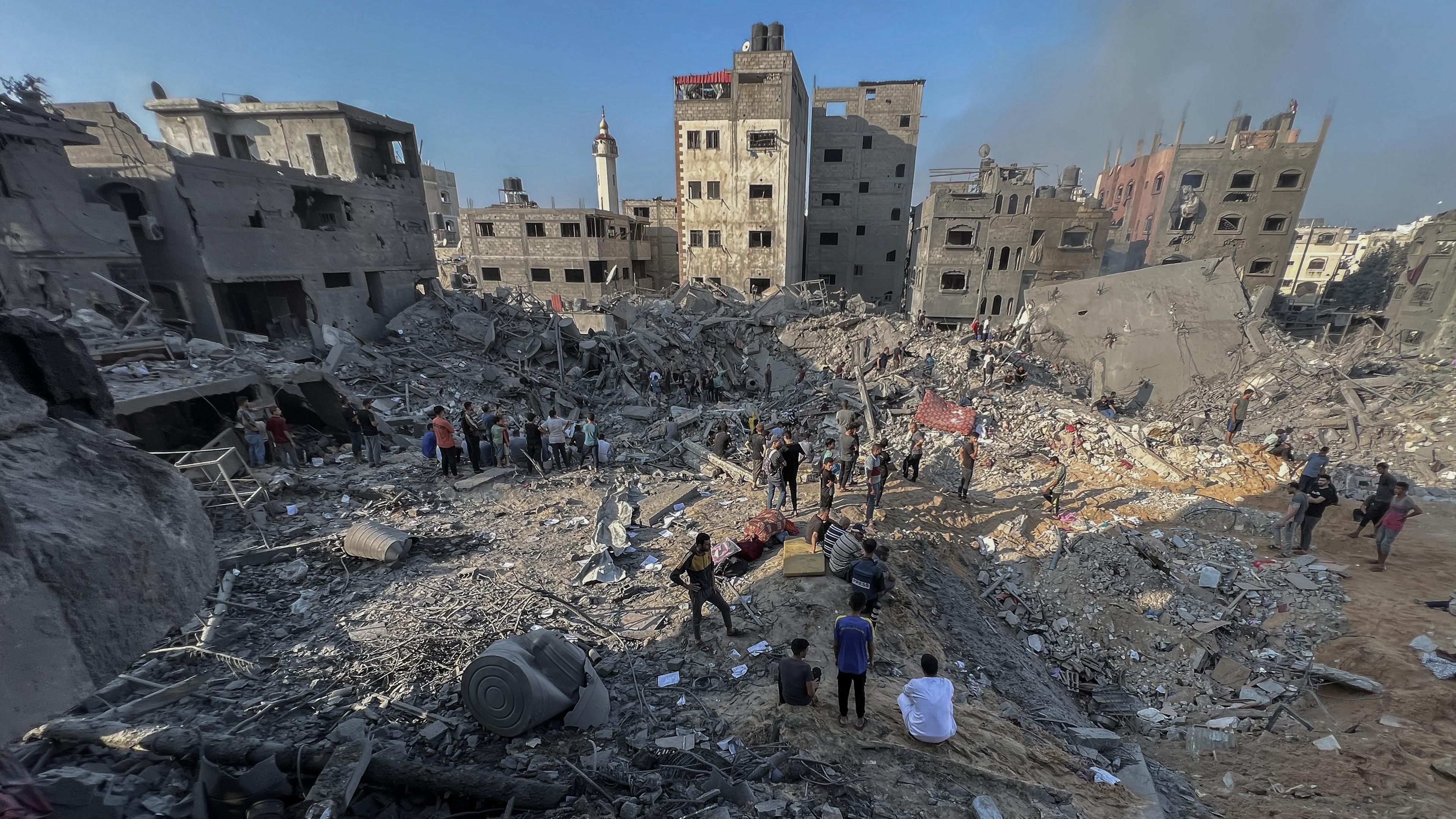 Zerstörte Gebäude im Flüchtlingslager Dschabalia im nördlichen Gazastreifen.
