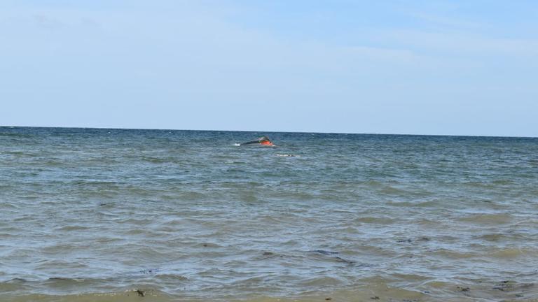 Wrack eines Bootes, das in der Nacht vor der Küste Dschibutis gesunken ist.