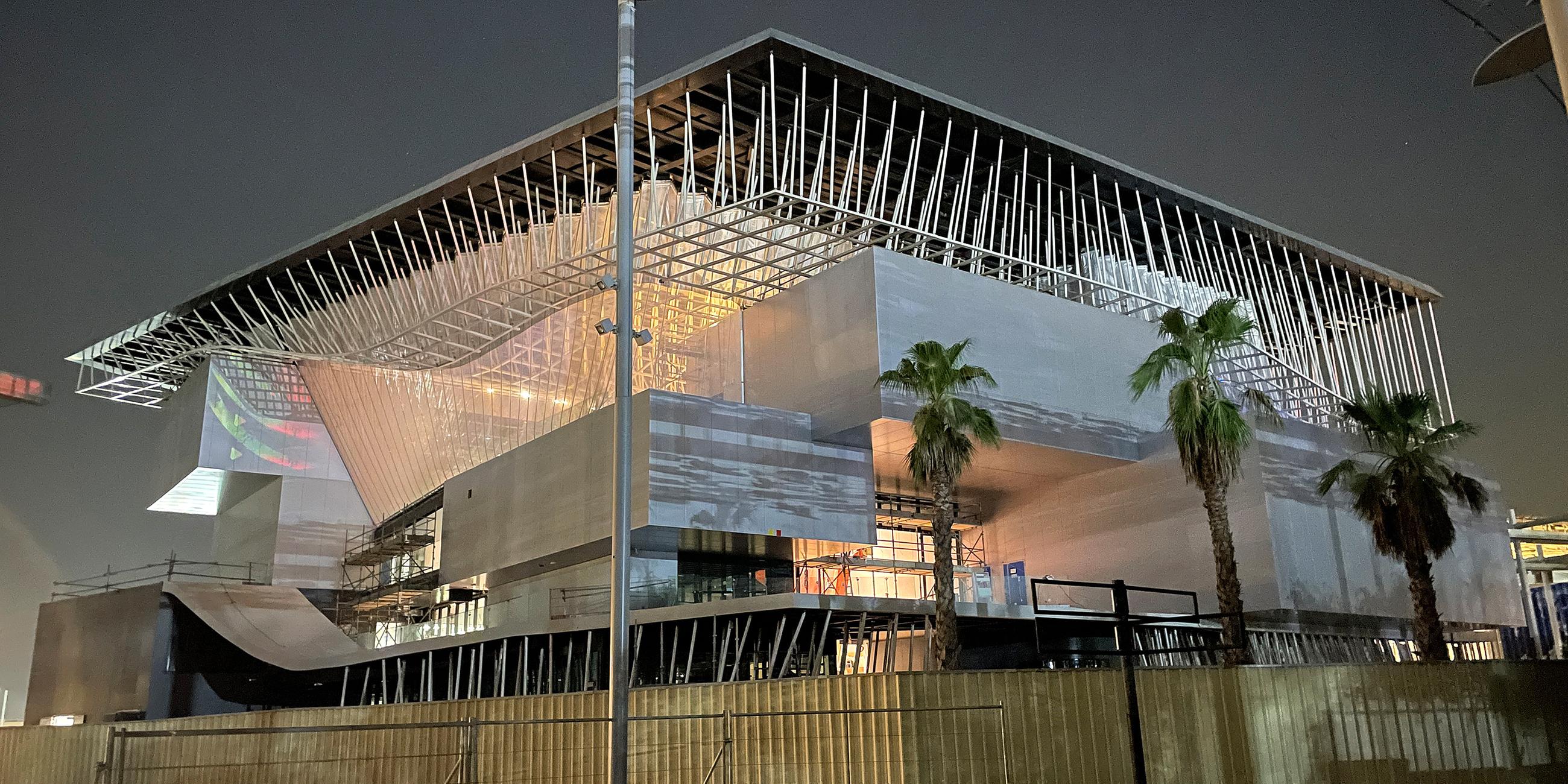 Der deutsche Pavillon im Aufbau bei der Expo 2020