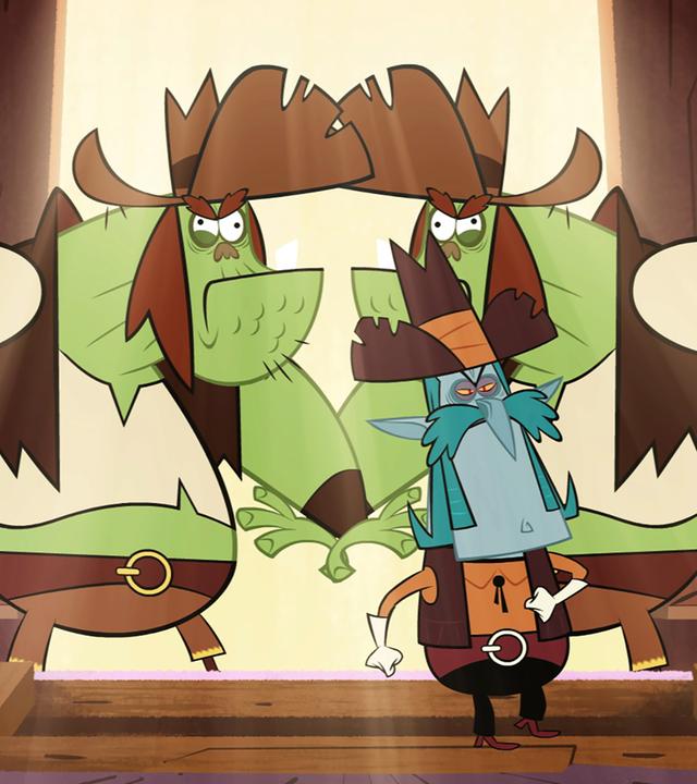 Vipkrad betritt im Westernoutfit den Saloon. Darin schenken Marcus, Ephi und Ratrick Erdbeermilch an die durstigen Desperados aus. Seine beiden Freunde halten ihm zu beiden Seite die Klapptür auf.