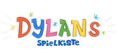 Logo der Serie "Dylans Spielkiste" vor weißem Hintergrund