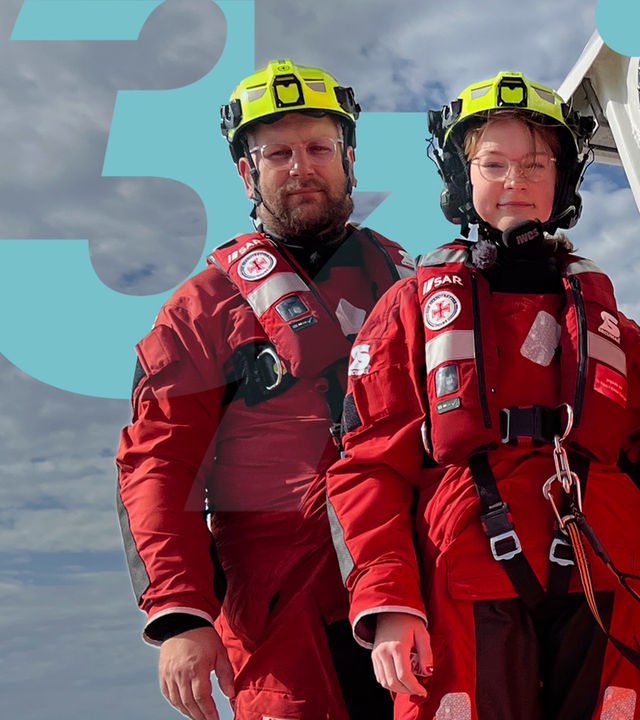 Matthias und Smilla stehen auf dem Schiff und schauen in die Kamera.