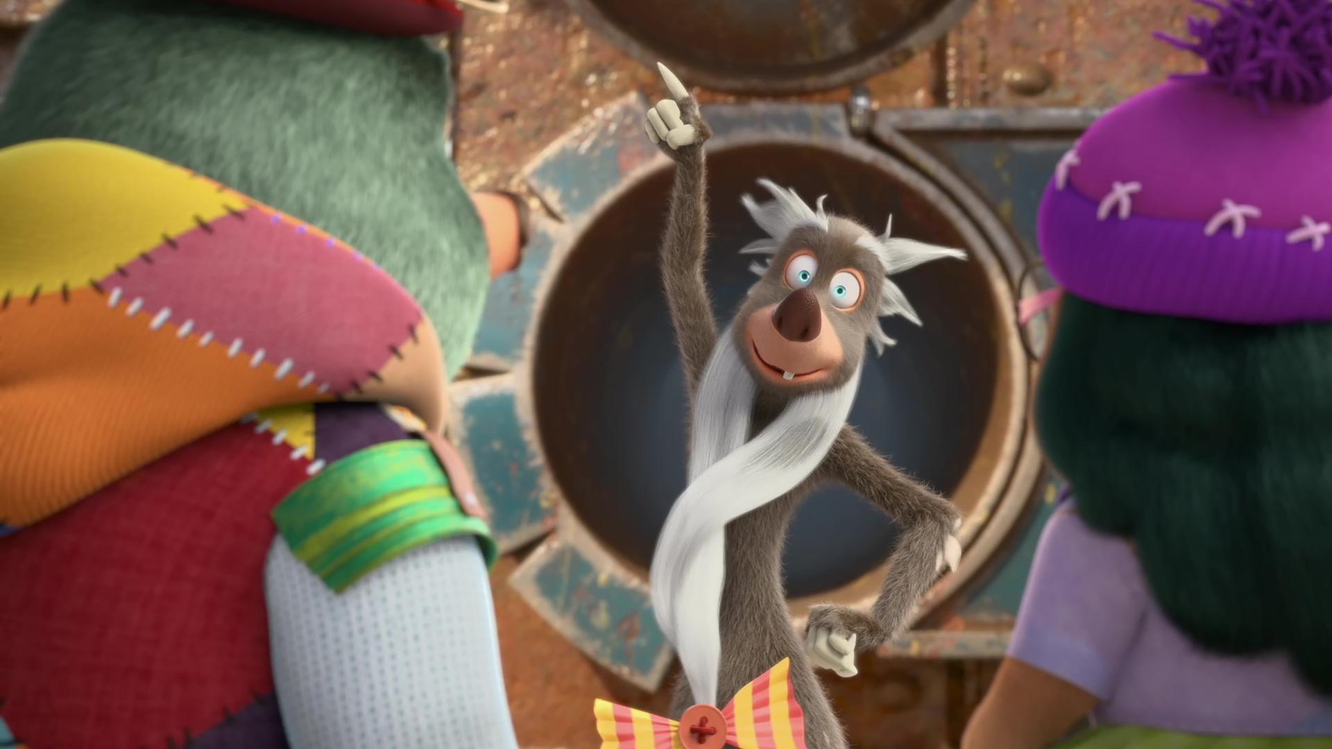 Moley und Dotty stehen dem alten Kauz gegenüber, der ihnen wild gestikulierend etwas erklärt.