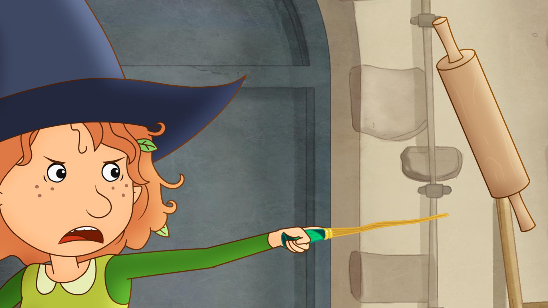 Petronella hilft in in Kuchenbrands Backstube aus.