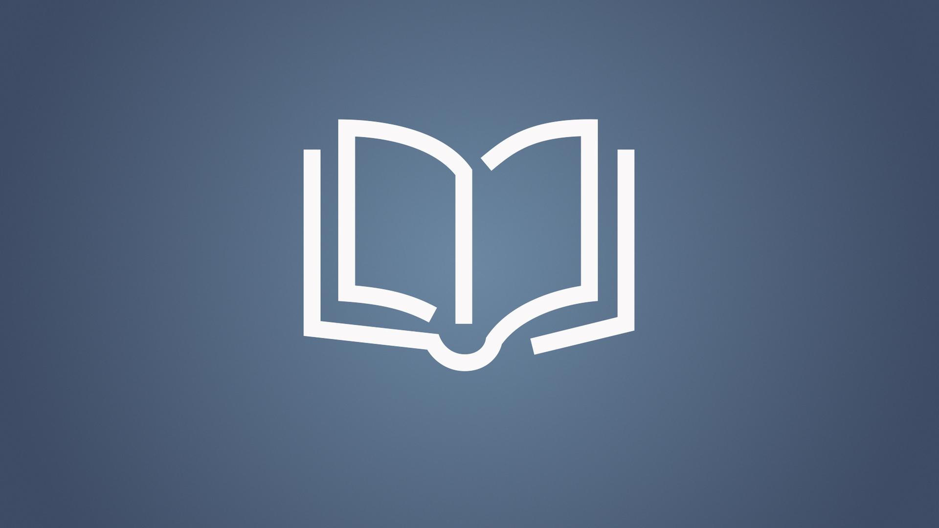 Ivon aufgeklapptes Buch auf blauem Hintergrund