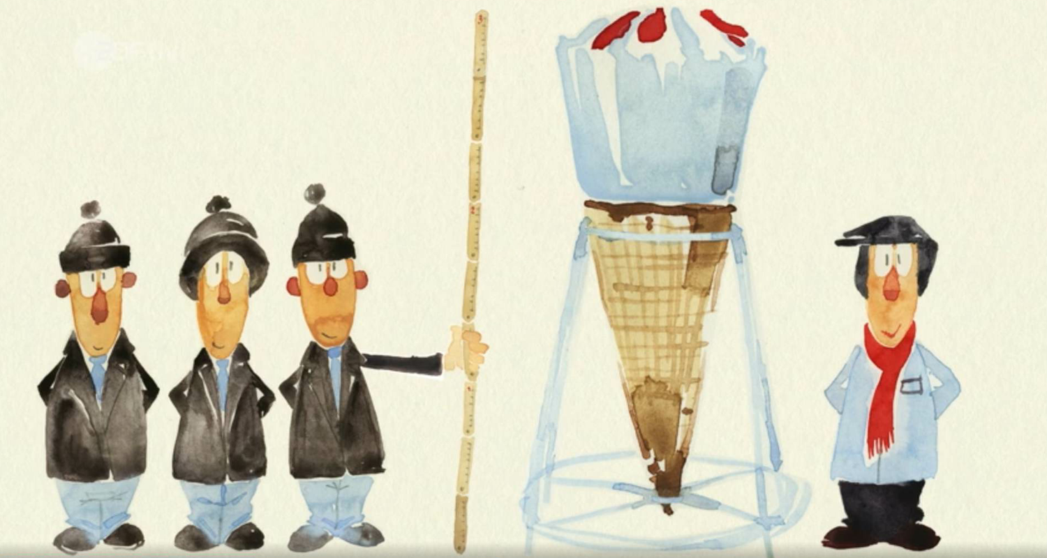 Männer mit riesigem Eis