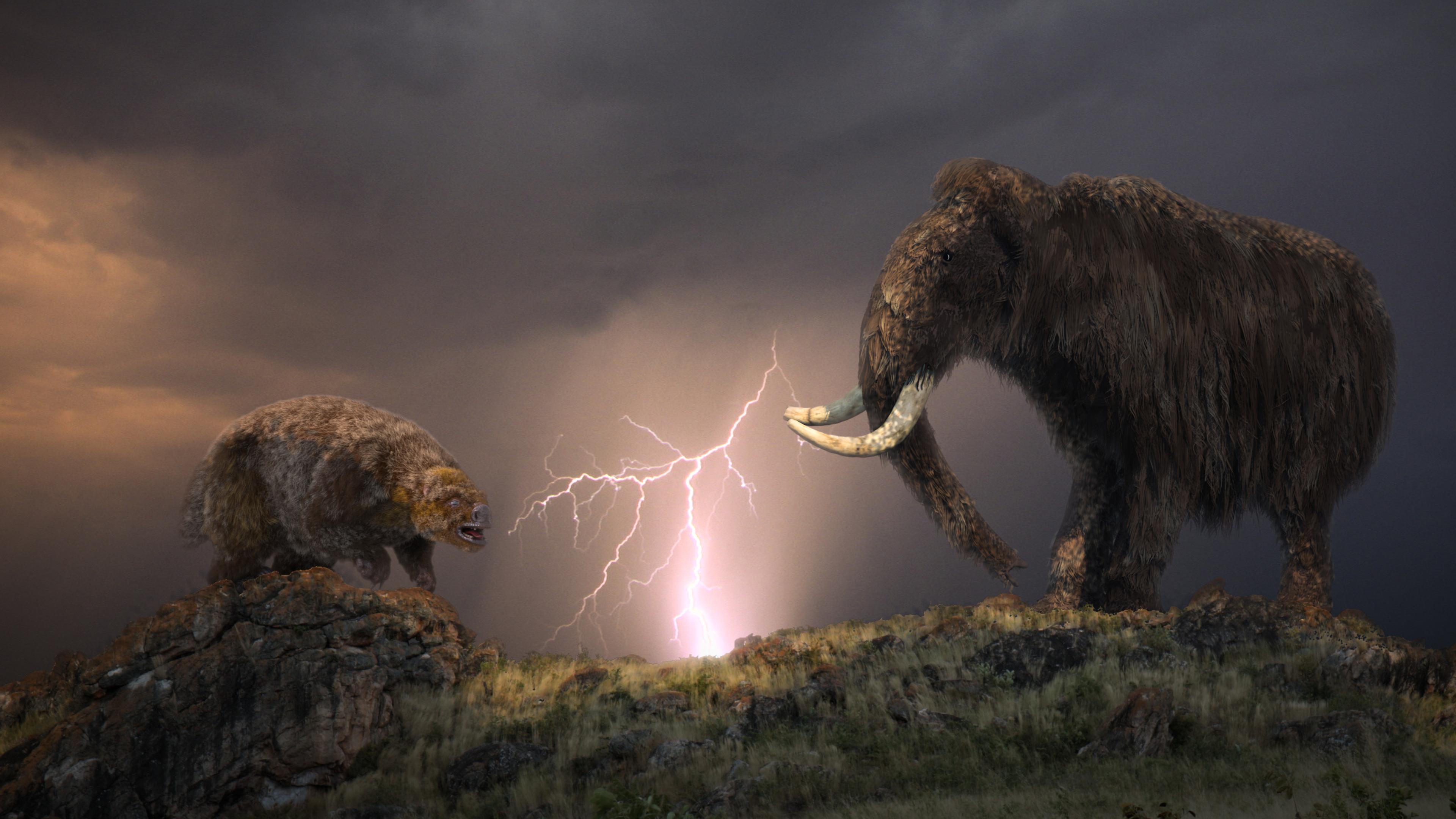 Riesenfaultier trifft Mammut (Eiszeit)