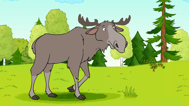 Ein Elch steht im Wald