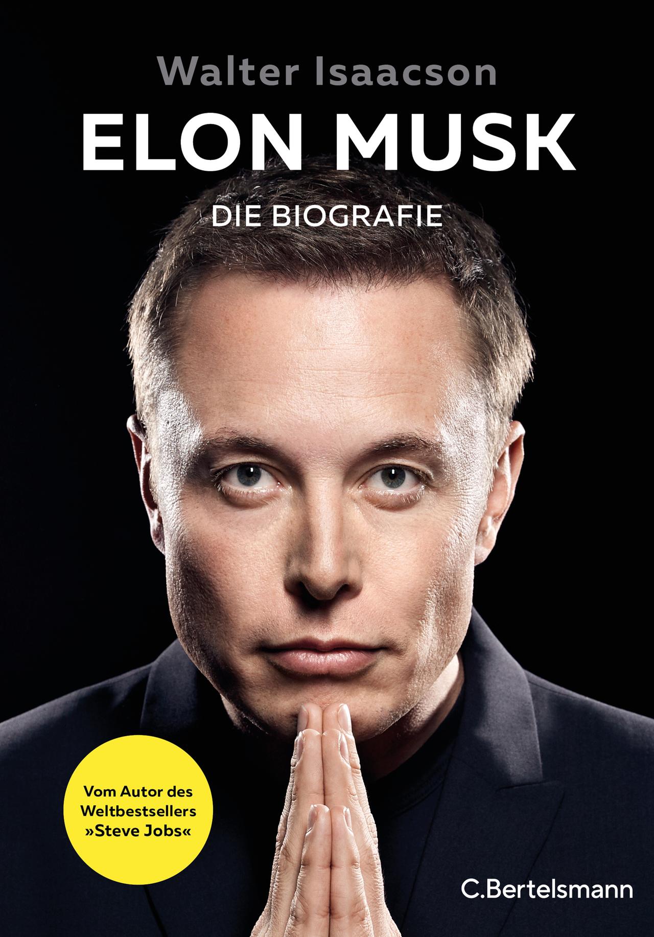 Das Cover der deutschen Übersetzung des Buches "Elon Musk" mit einem Portraitfoto von Musk.