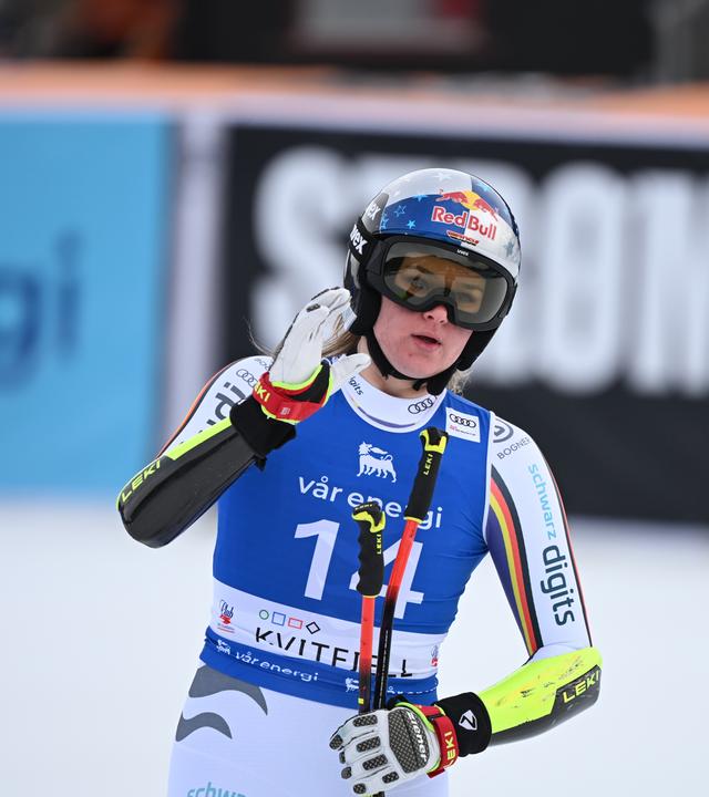 Emma Aicher beim Super-G der Frauen am 22.03.2026 in Lillehammer, Norwegen.