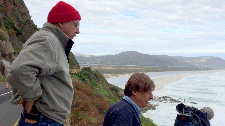Wolfgang Herles und Kameramann Thomas Rebholz am Kap der Guten Hoffnung. Hier beginnt die Reportage über die Inseln des Atlantischen Ozeans.