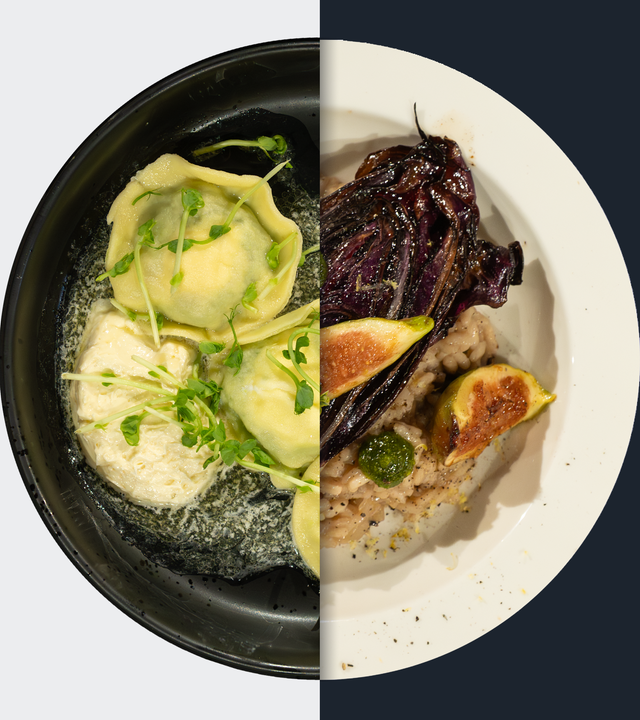 Erbsen-Ravioli vs. Glasierte Feigen