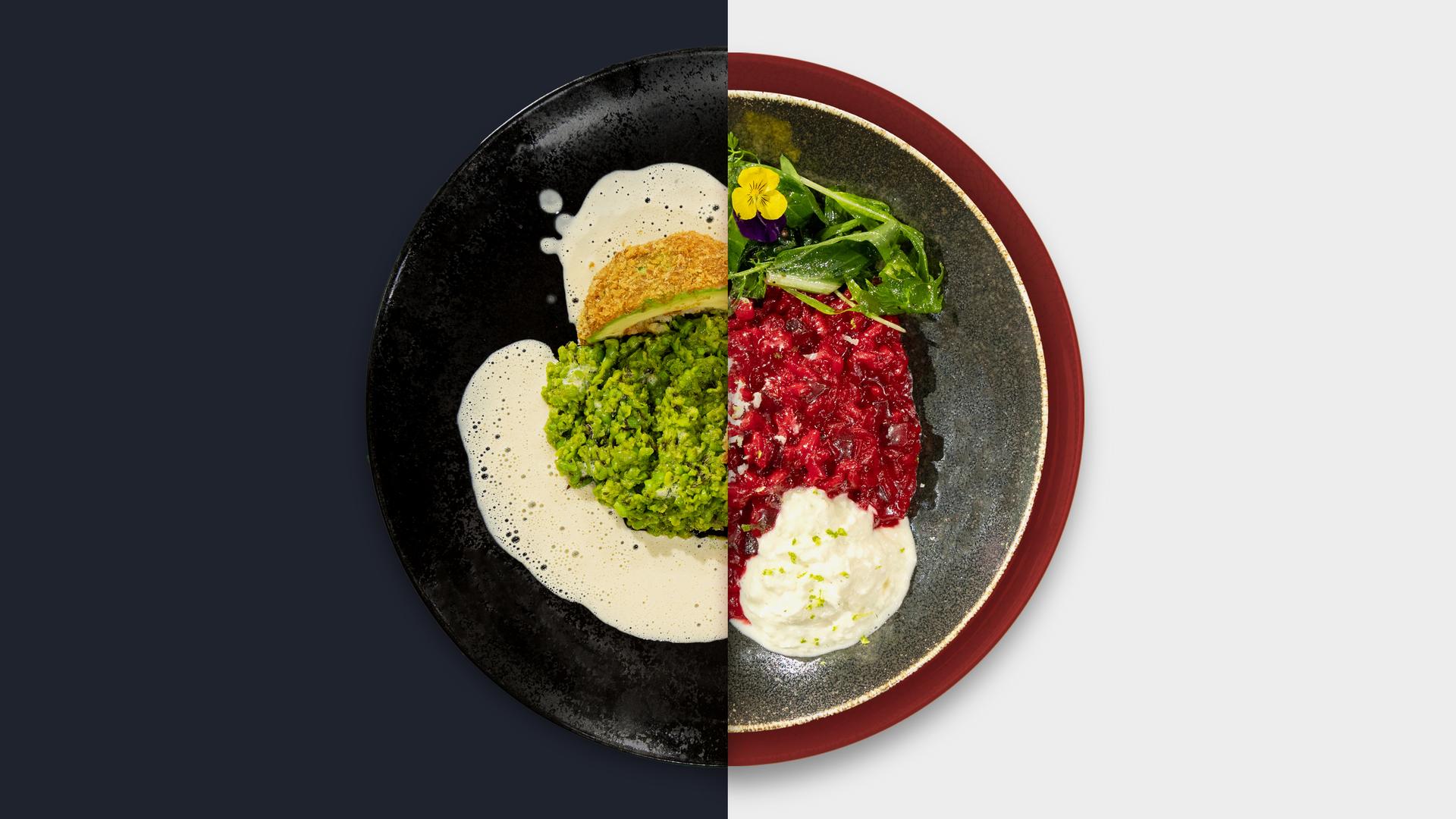 Erbsenstampf vs. Rote-Bete-Risotto