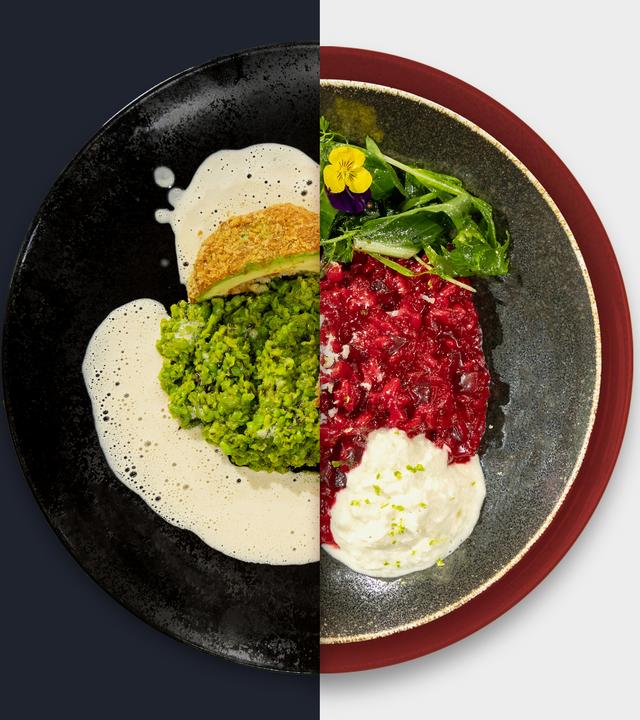 Erbsenstampf vs. Rote-Bete-Risotto