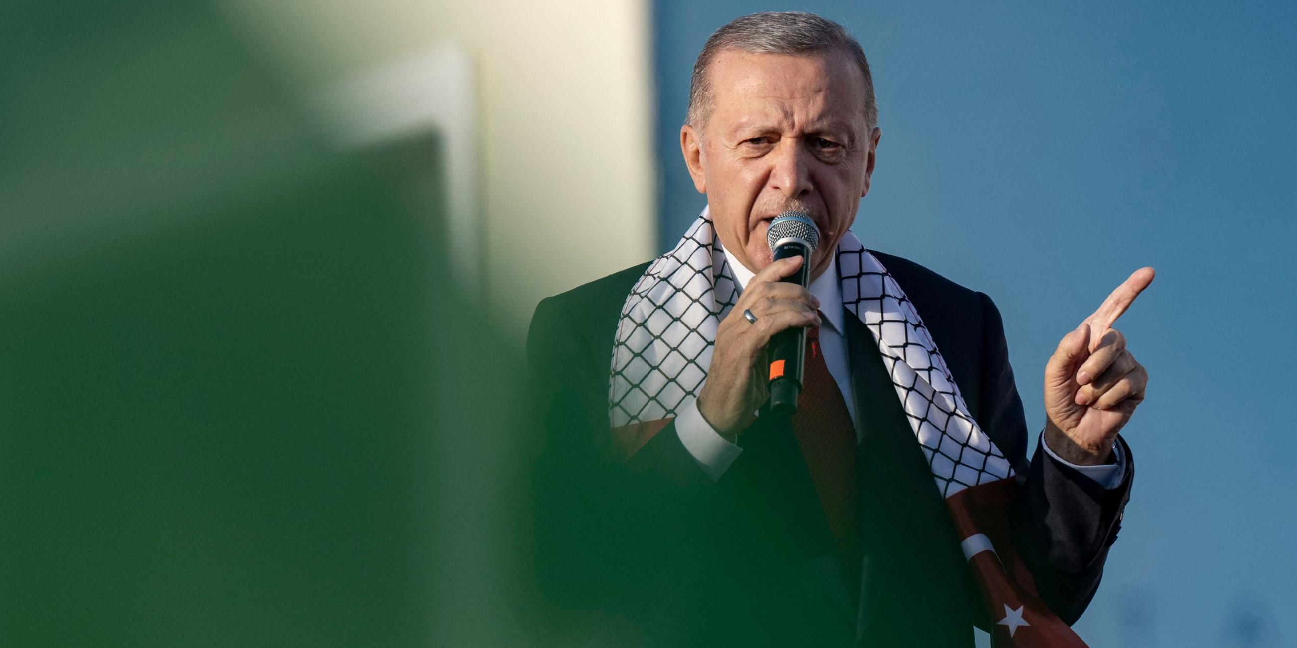 Präsident Erdogan bei einer pro-palästinensischen AKP-Demonstration in Istanbul.