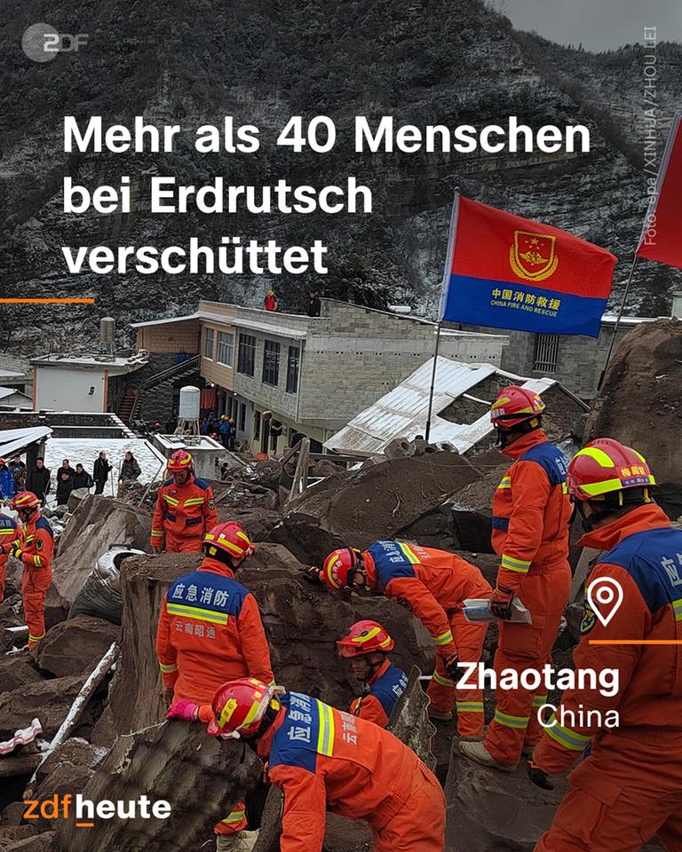 Instagram Post von ZDFheute mit Schrift "Mehr als 40 Menschen bei Erdrutsch verschüttet"